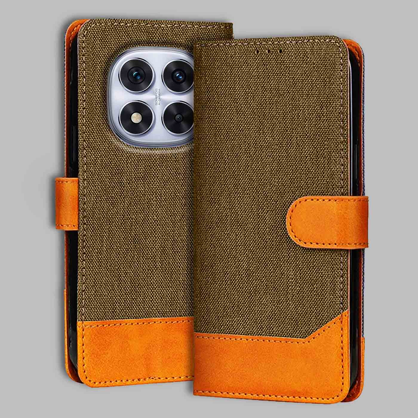 Accesorios Redmi Note 14 Pro 5G denim flip cover – Dark Brown – Image 1 #color_dark b