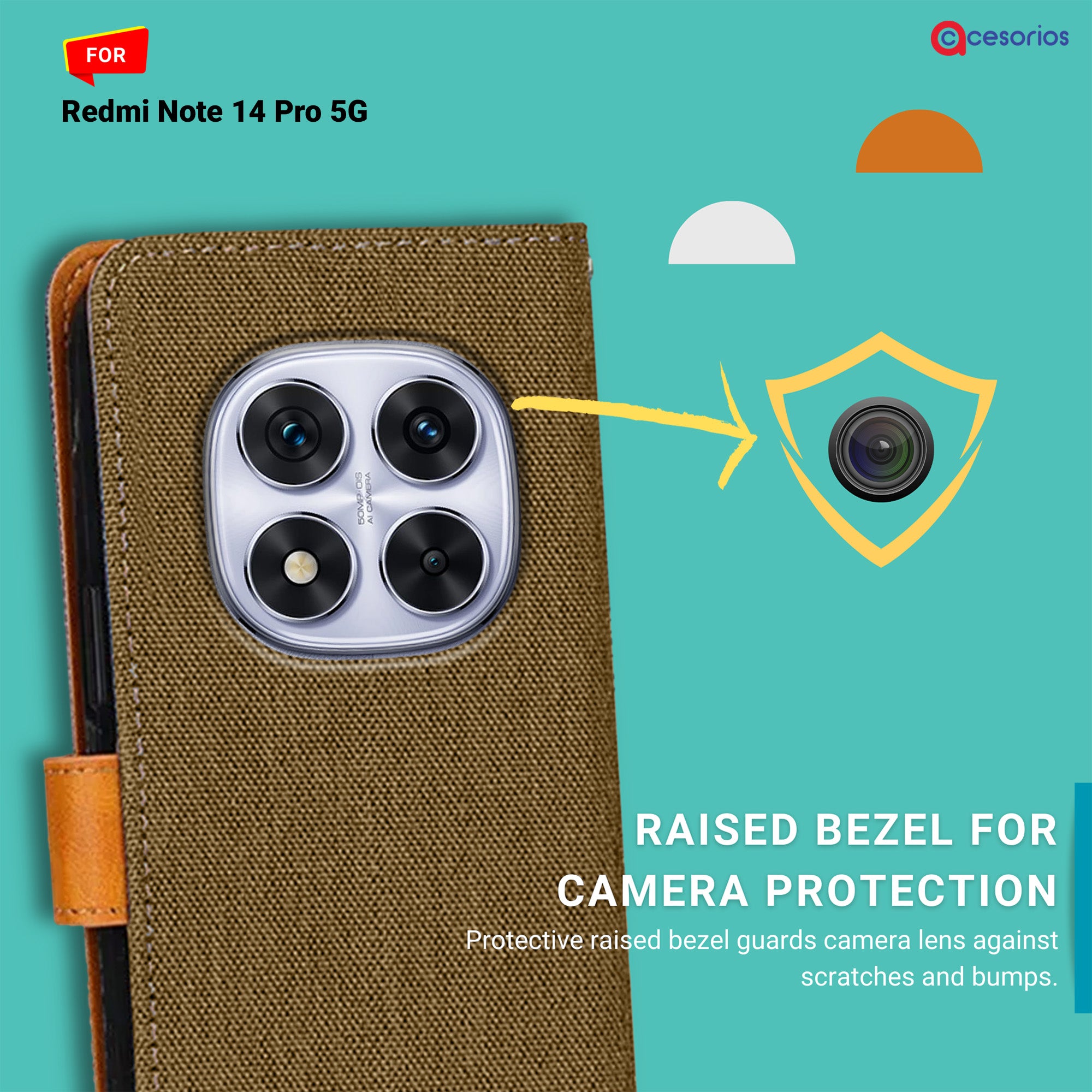 Accesorios Redmi Note 14 Pro 5G denim flip cover – Dark Brown – Image 2 #color_dark brown
