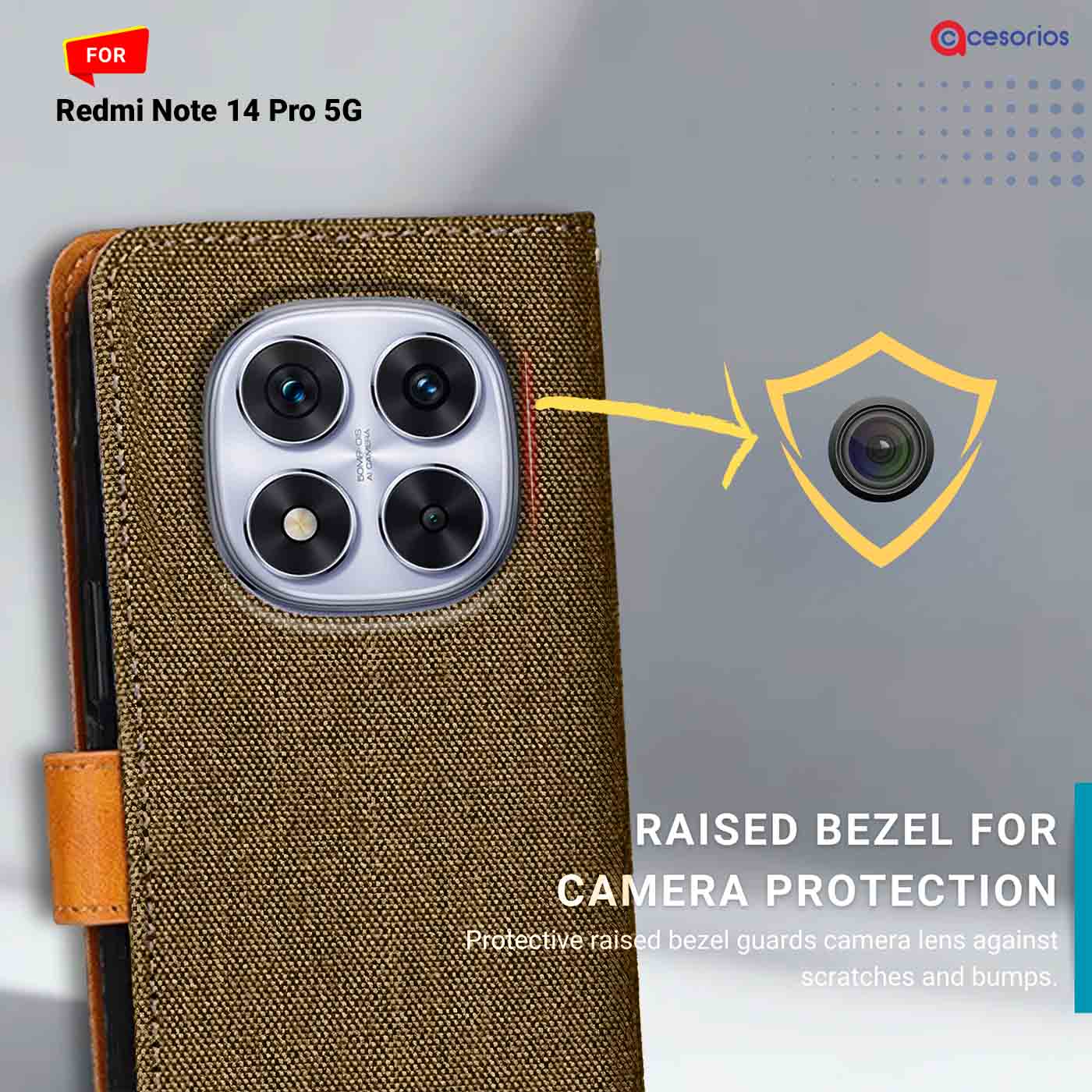 Accesorios Redmi Note 14 Pro 5G denim flip cover – Dark Brown – Image 2 #color_dark b