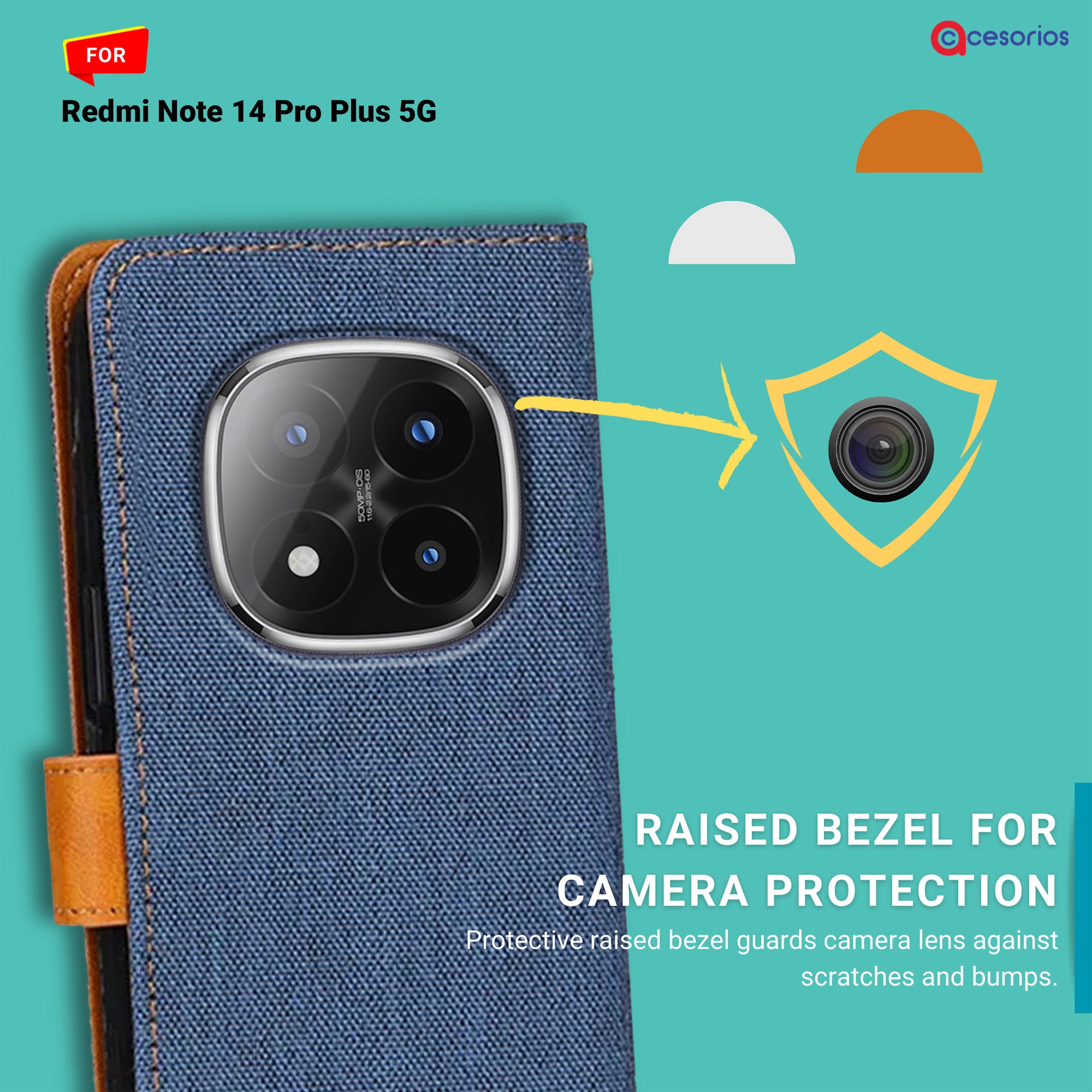 Accesorios Redmi Note 14 Pro Plus 5G denim flip cover – Blue – Image 2 #color_blue