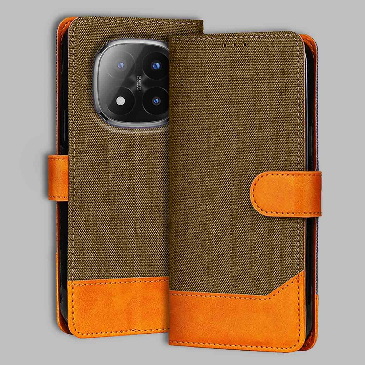 Accesorios Redmi Note 14 Pro Plus 5G denim flip cover – Dark Brown – Image 1 #color_dark b