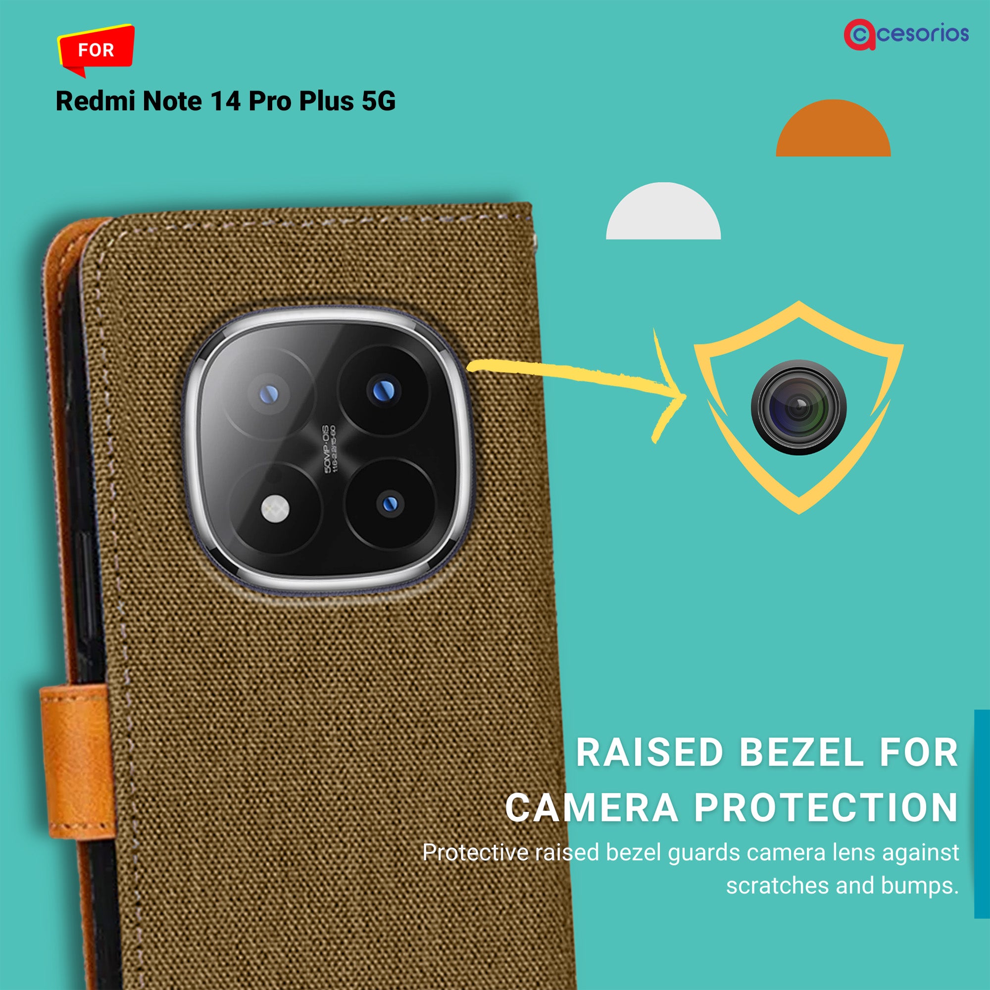 Accesorios Redmi Note 14 Pro Plus 5G denim flip cover – Dark Brown – Image 2 #color_dark brown