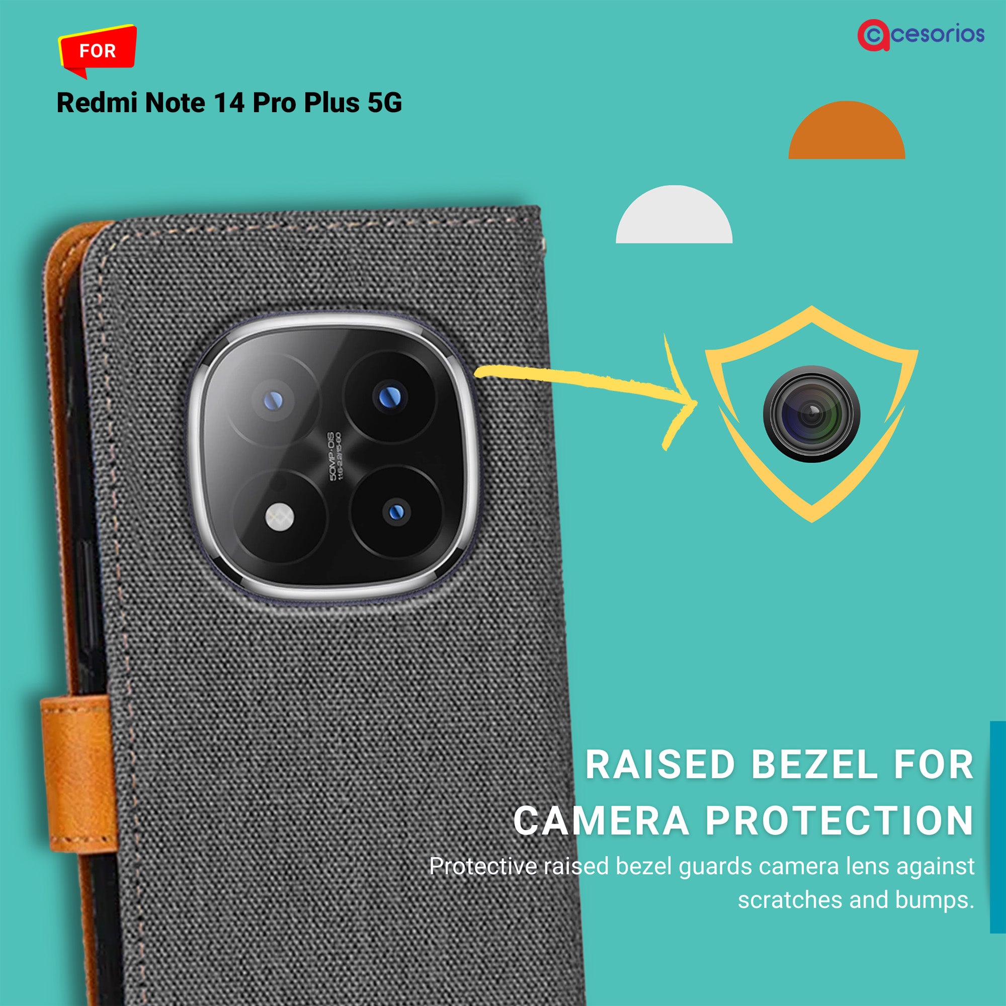 Accesorios Redmi Note 14 Pro Plus 5G denim flip cover – Grey – Image 2 #color_grey
