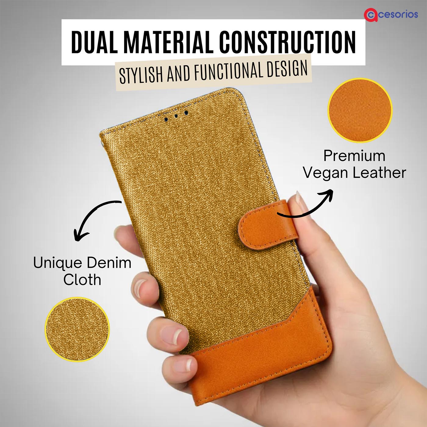 Accesorios Redmi Note 15 5G denim flip cover – Light Brown – Image 3 #color_light b