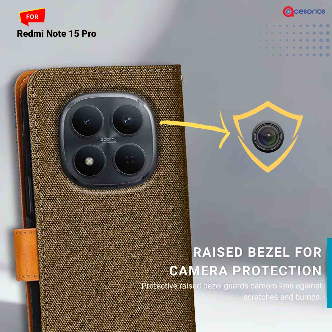 Denim & Leather back panel — Redmi Note 15 Pro 5G in Dark Brown mobile case