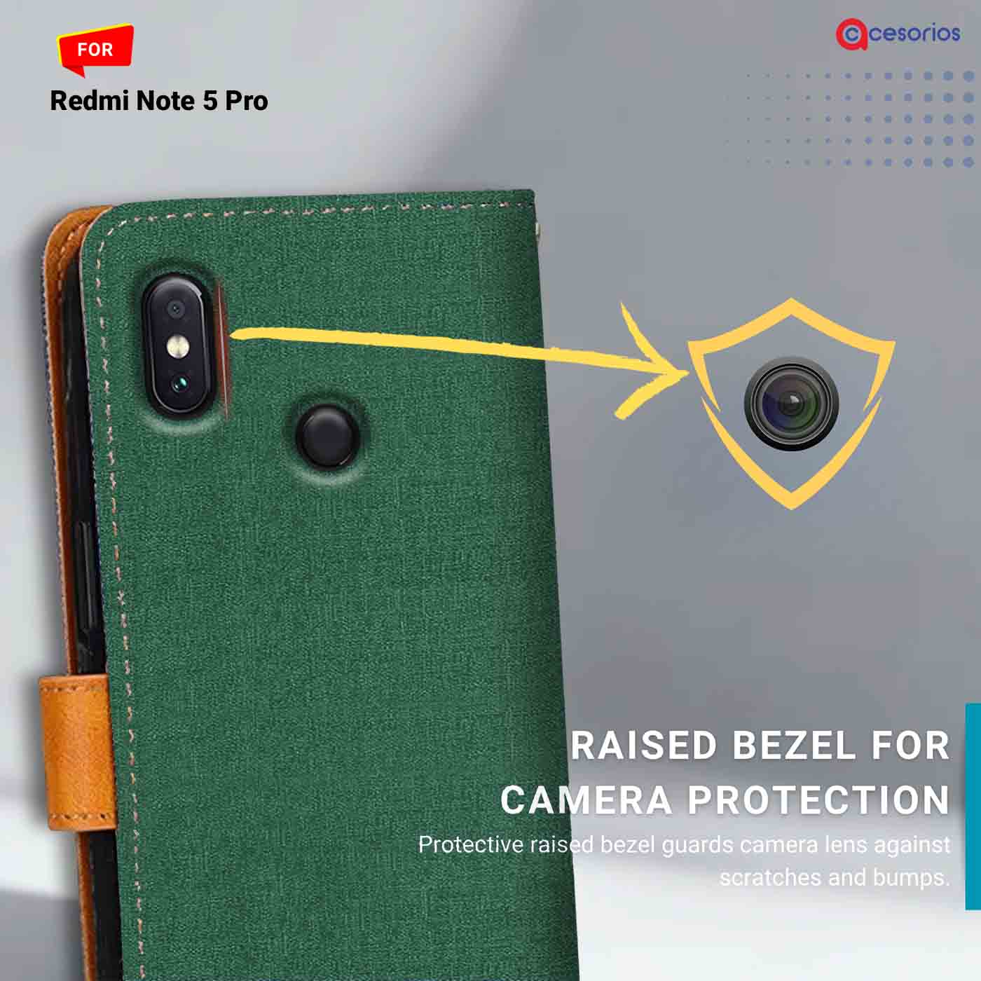Accesorios Redmi Note 5 Pro denim flip cover – Green – Image 2 #color_g