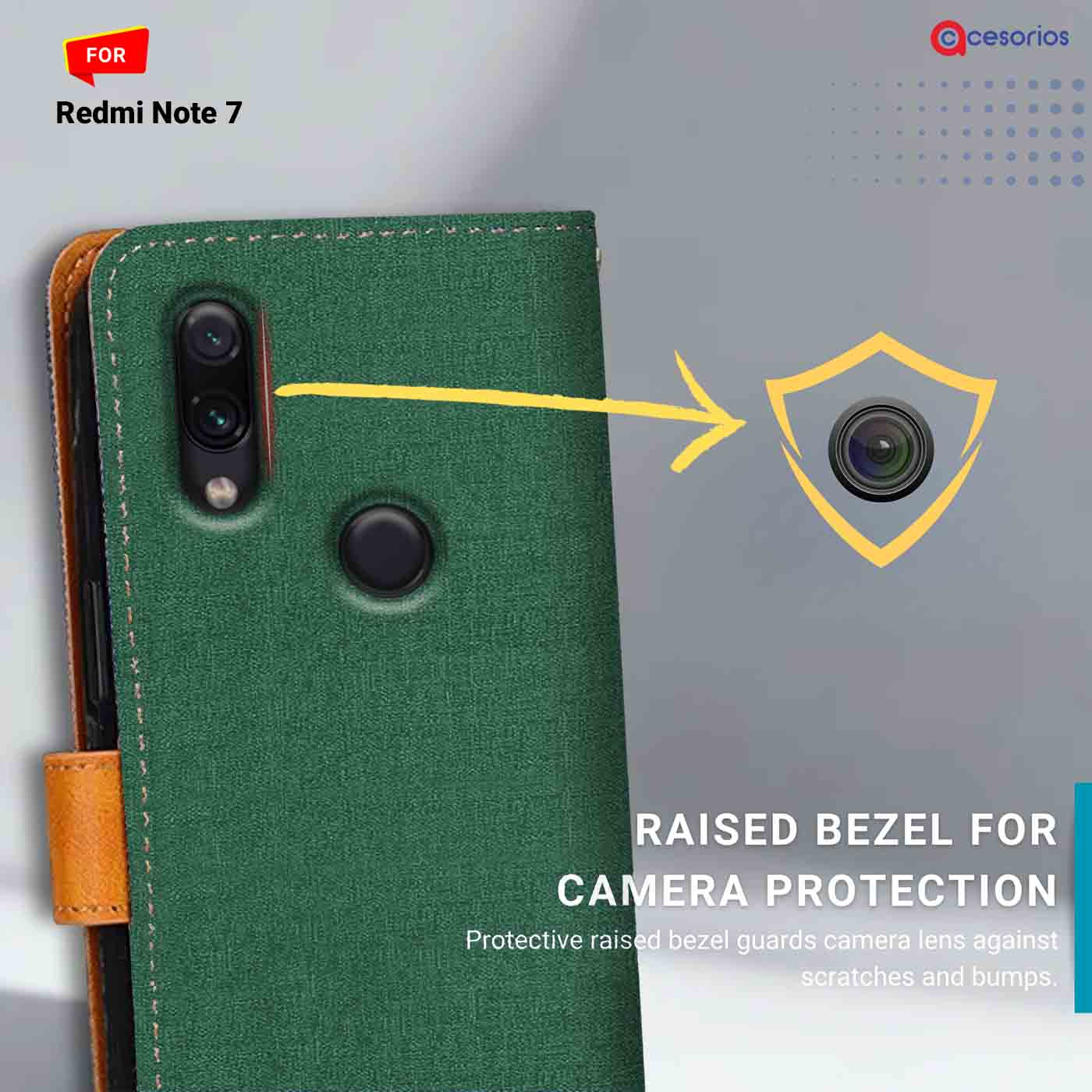 Canvas & Suede back panel — Redmi Note 7 in Green mobile case