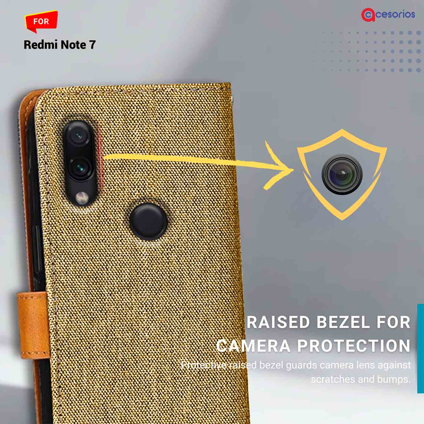 Accesorios Redmi Note 7 denim flip cover – Light Brown – Image 2 #color_light b