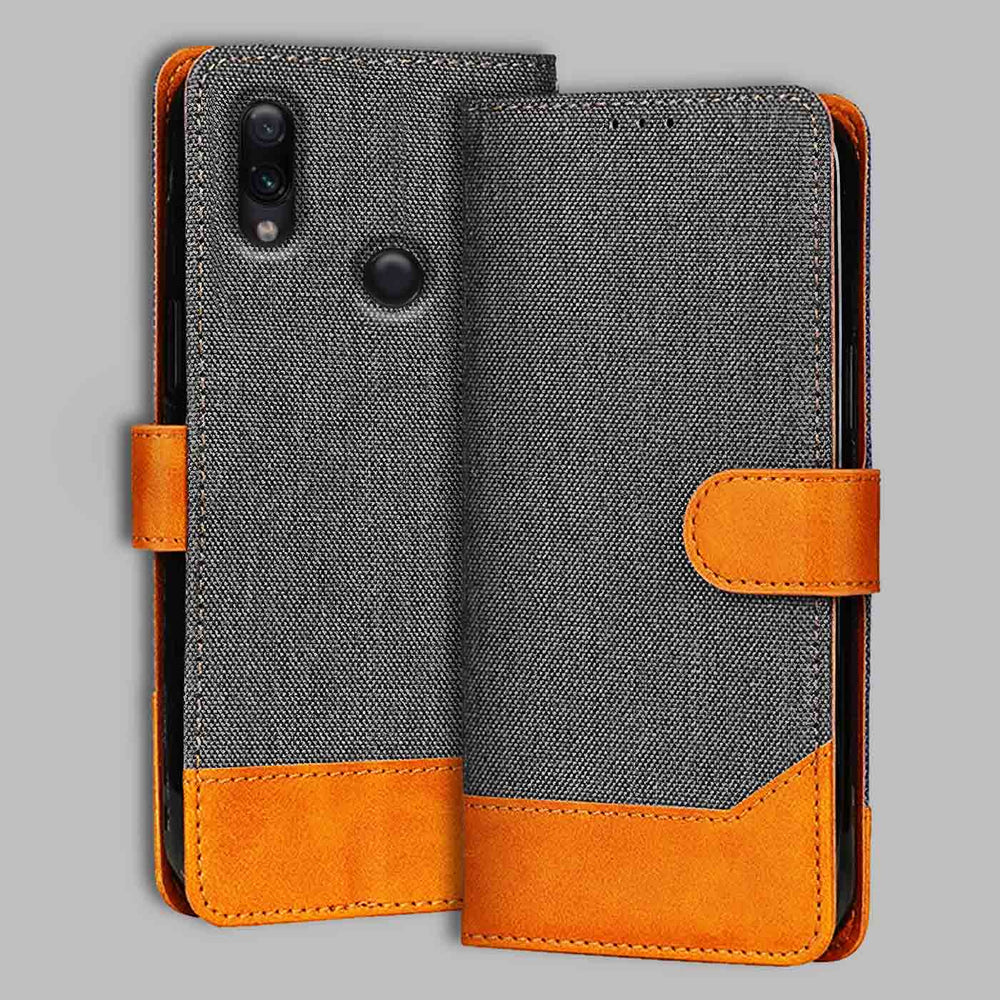 Redmi Note 7 Pro flip cover in Grey — front view by Accesorios