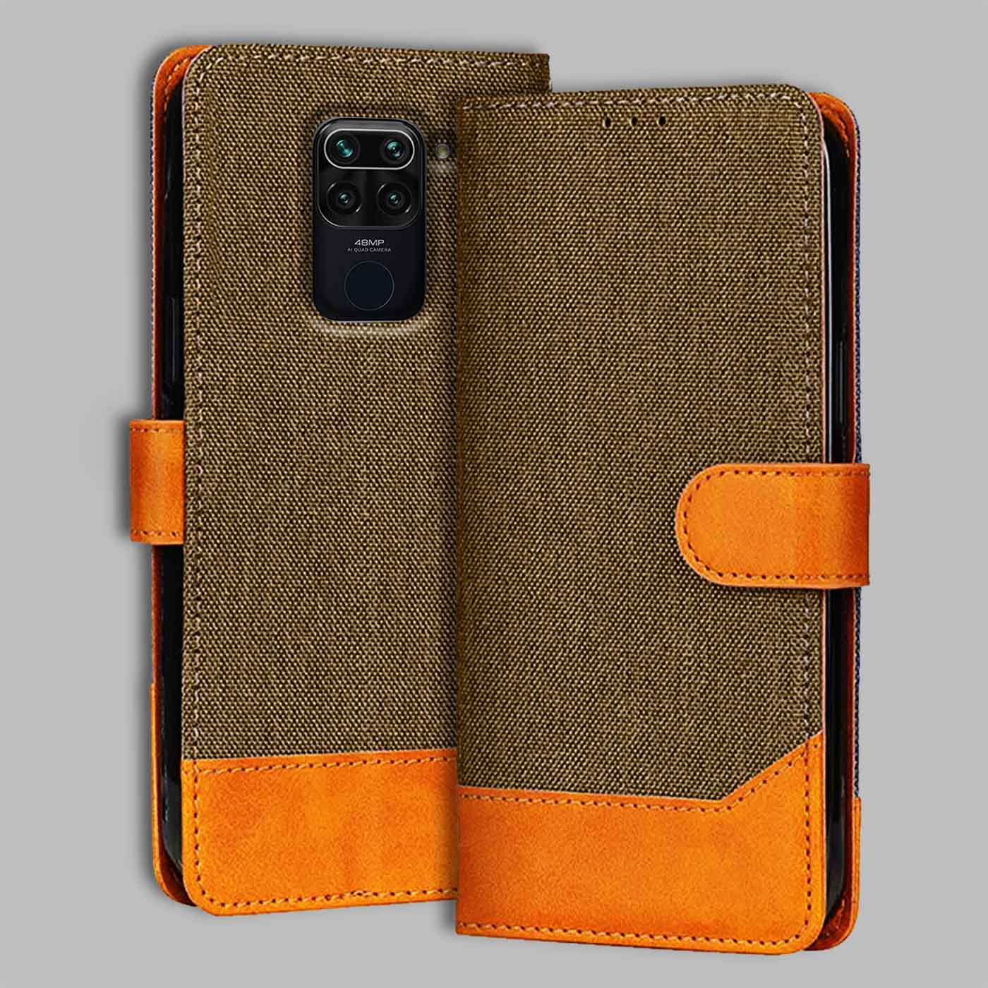 Accesorios Redmi Note 9 denim flip cover – Dark Brown – Image 1 #color_dark b
