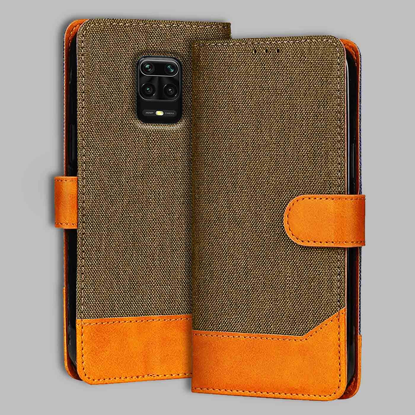Accesorios Redmi Note 9 Pro denim flip cover – Dark Brown – Image 1 #color_dark b