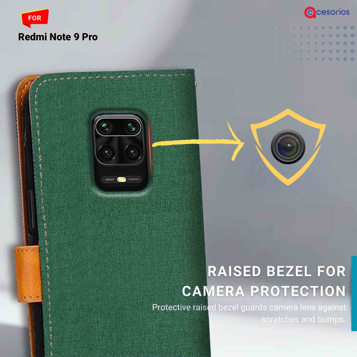 Canvas & Suede back panel — Redmi Note 9 Pro in Green mobile case