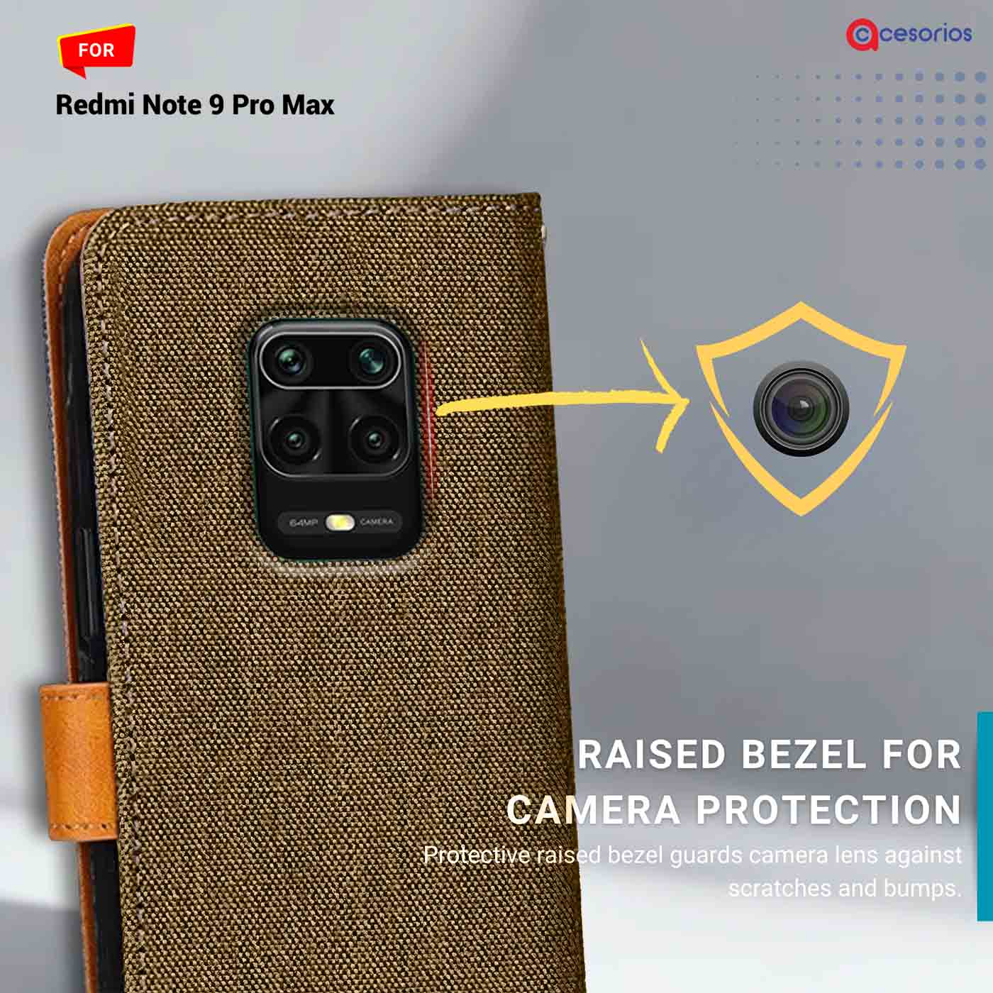 Accesorios Redmi Note 9 Pro Max denim flip cover – Dark Brown – Image 2 #color_dark b