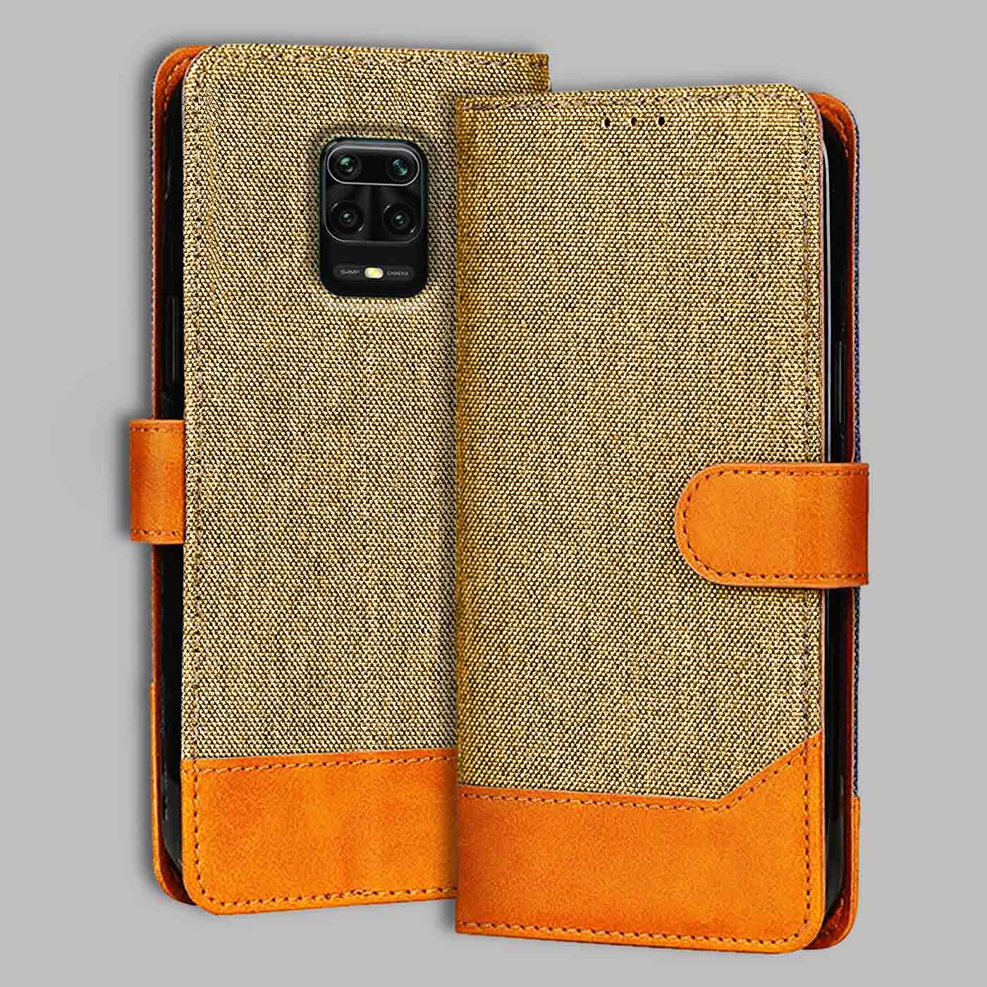 Accesorios Redmi Note 9 Pro Max denim flip cover – Light Brown – Image 1 #color_light b