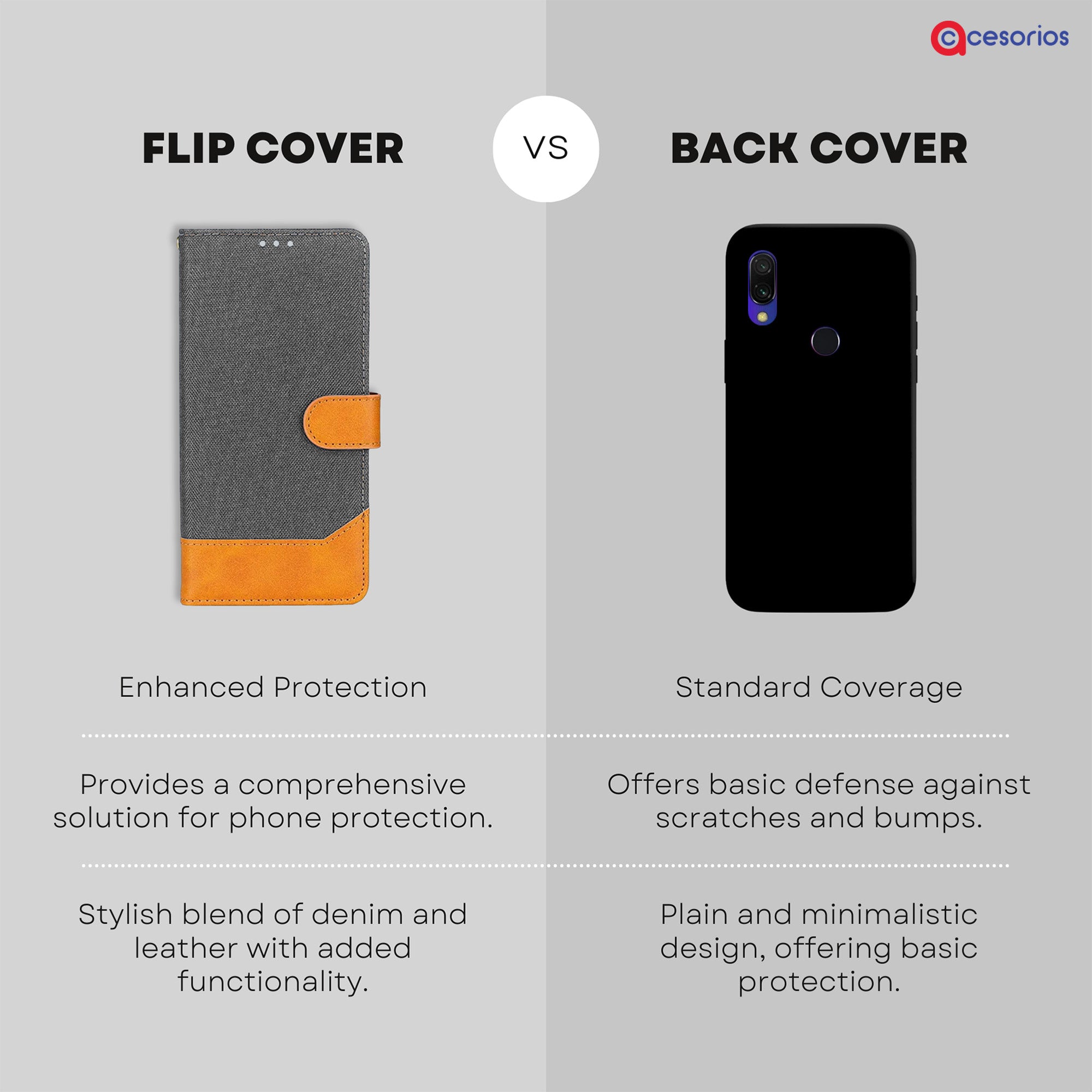 Accesorios Redmi Y3 denim flip cover – Grey – Image 8 #color_grey