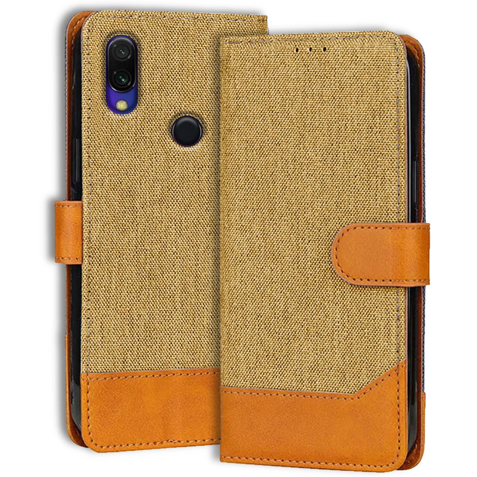 Accesorios Redmi Y3 denim flip cover – Light Brown – Image 1 #color_light brown