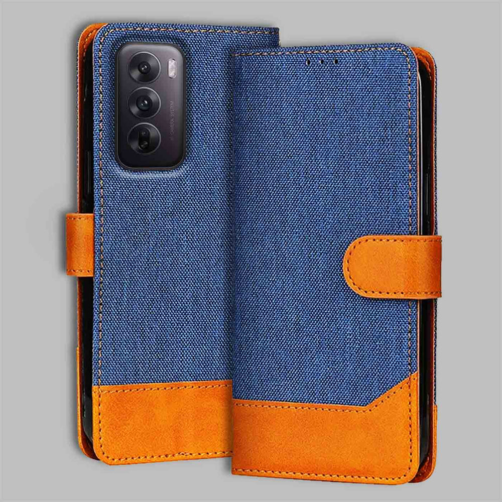 Oppo Reno 12 5G flip cover in Blue — front view by Accesorios