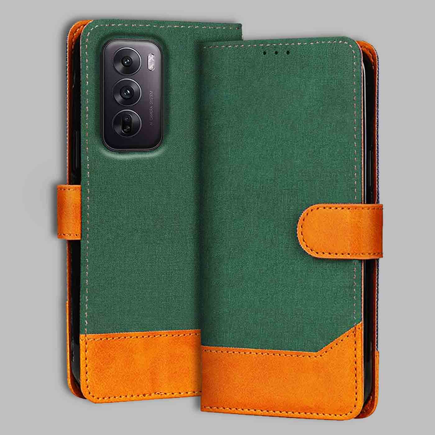 Accesorios Reno 12 5G denim flip cover – Green – Image 1 #color_g