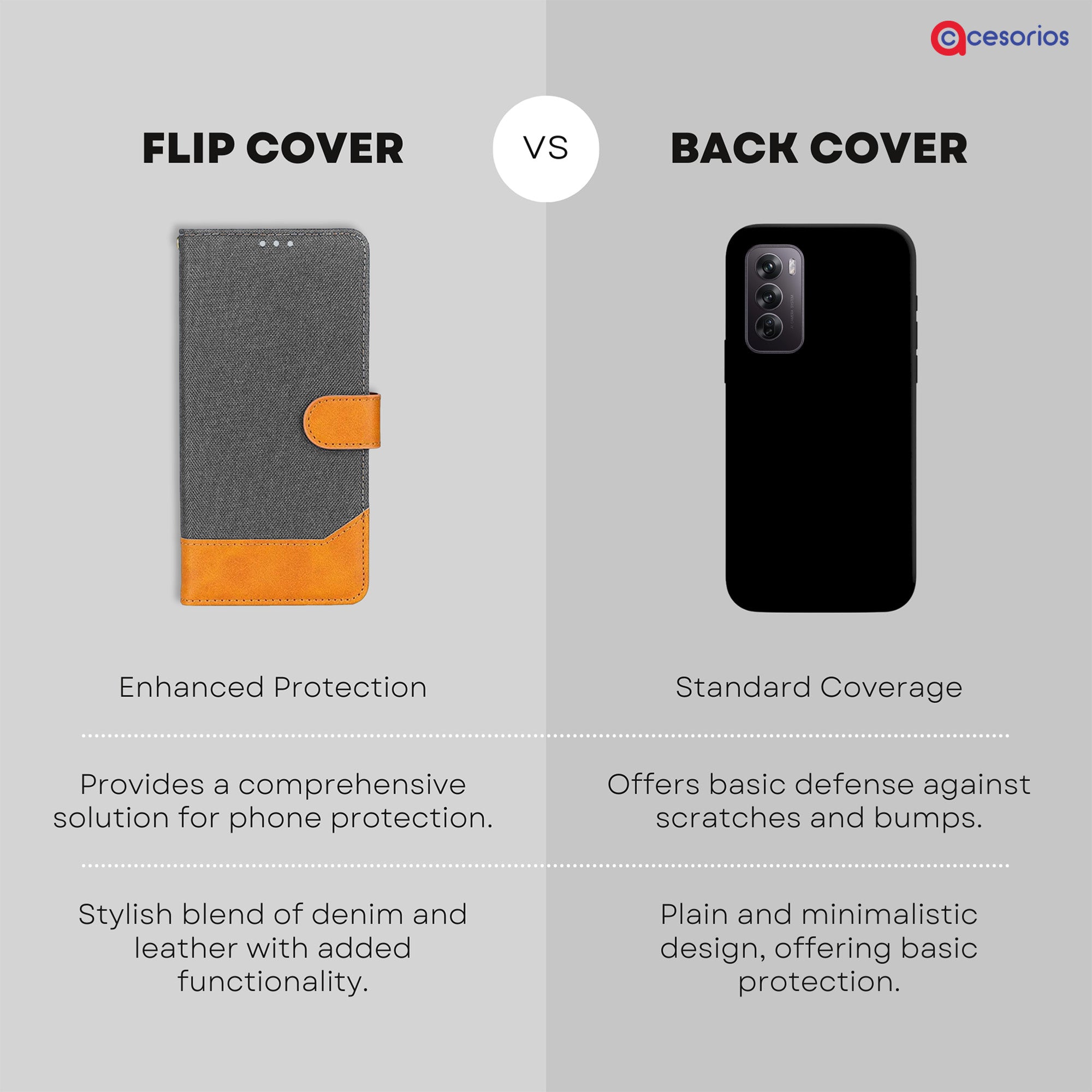 Accesorios Reno 12 Pro 5G denim flip cover – Grey – Image 8 #color_grey