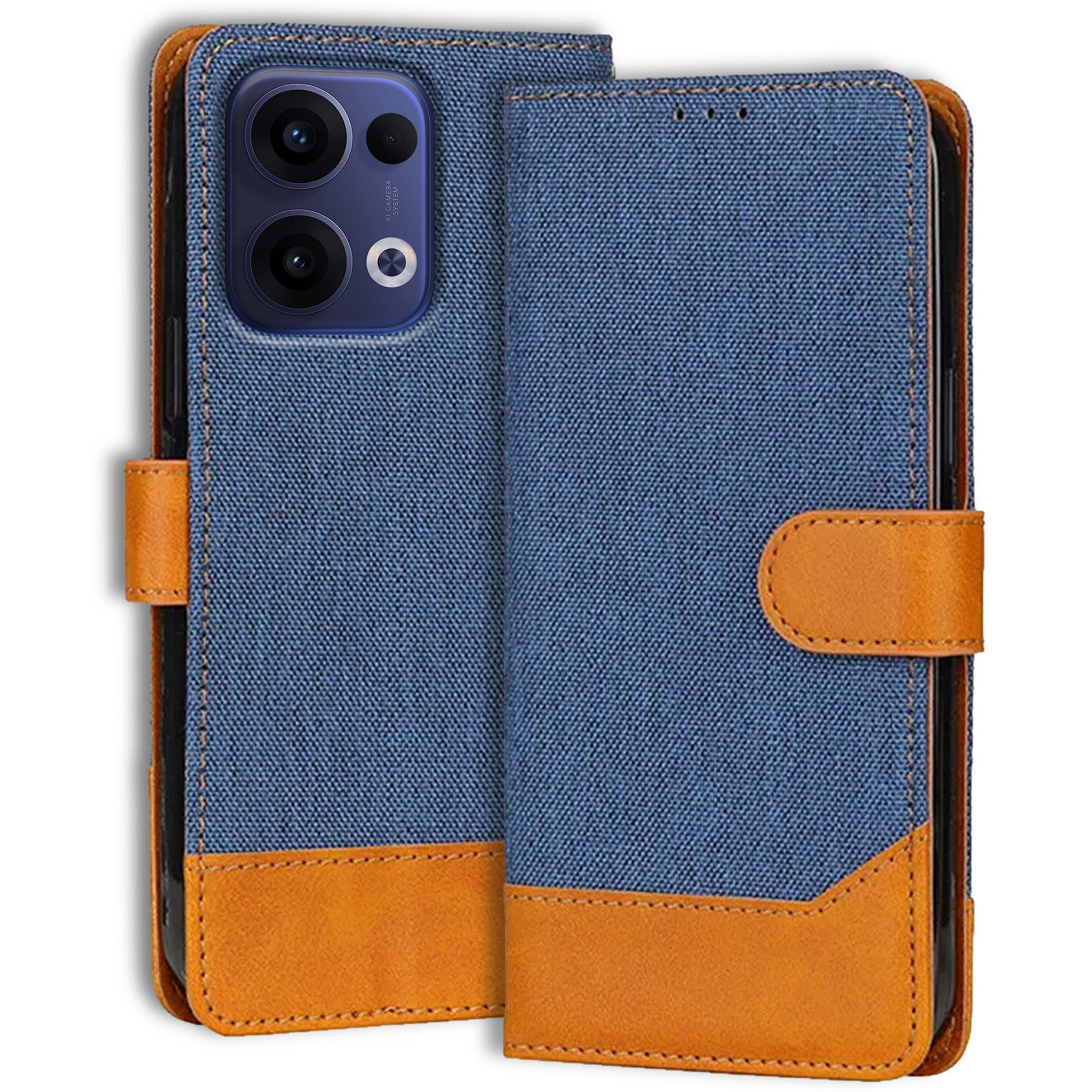 Accesorios Reno 13 5G denim flip cover – Blue – Image 1 #color_blue
