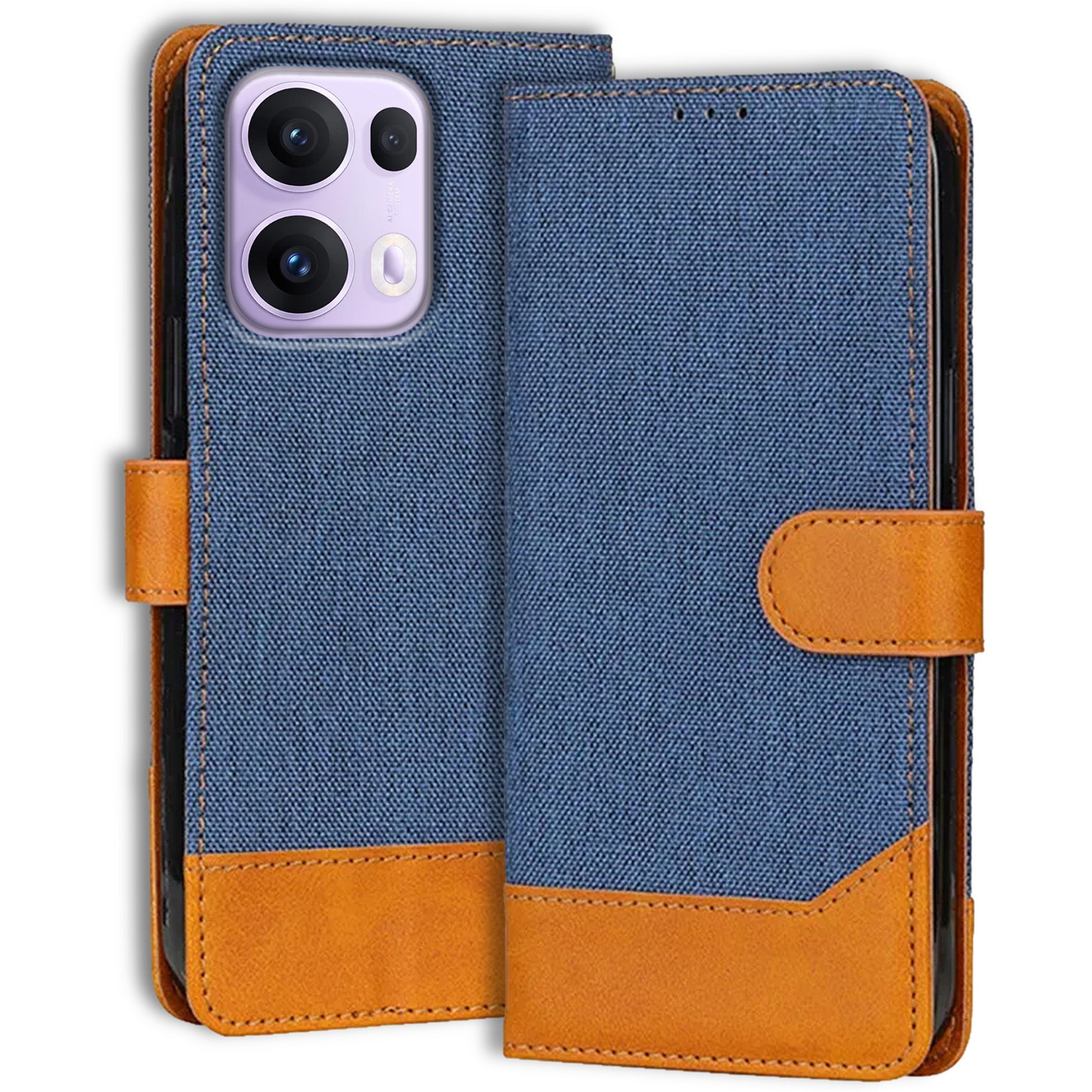 Accesorios Reno 13 Pro 5G denim flip cover – Blue – Image 1 #color_blue