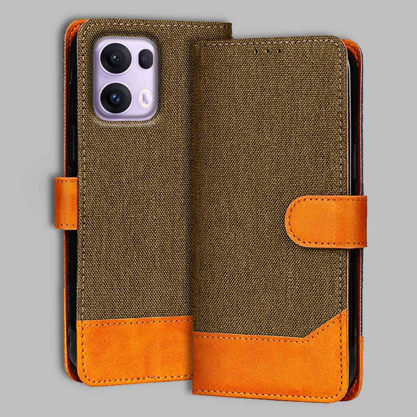 Accesorios Reno 13 Pro 5G denim flip cover – Dark Brown – Image 1 #color_dark b