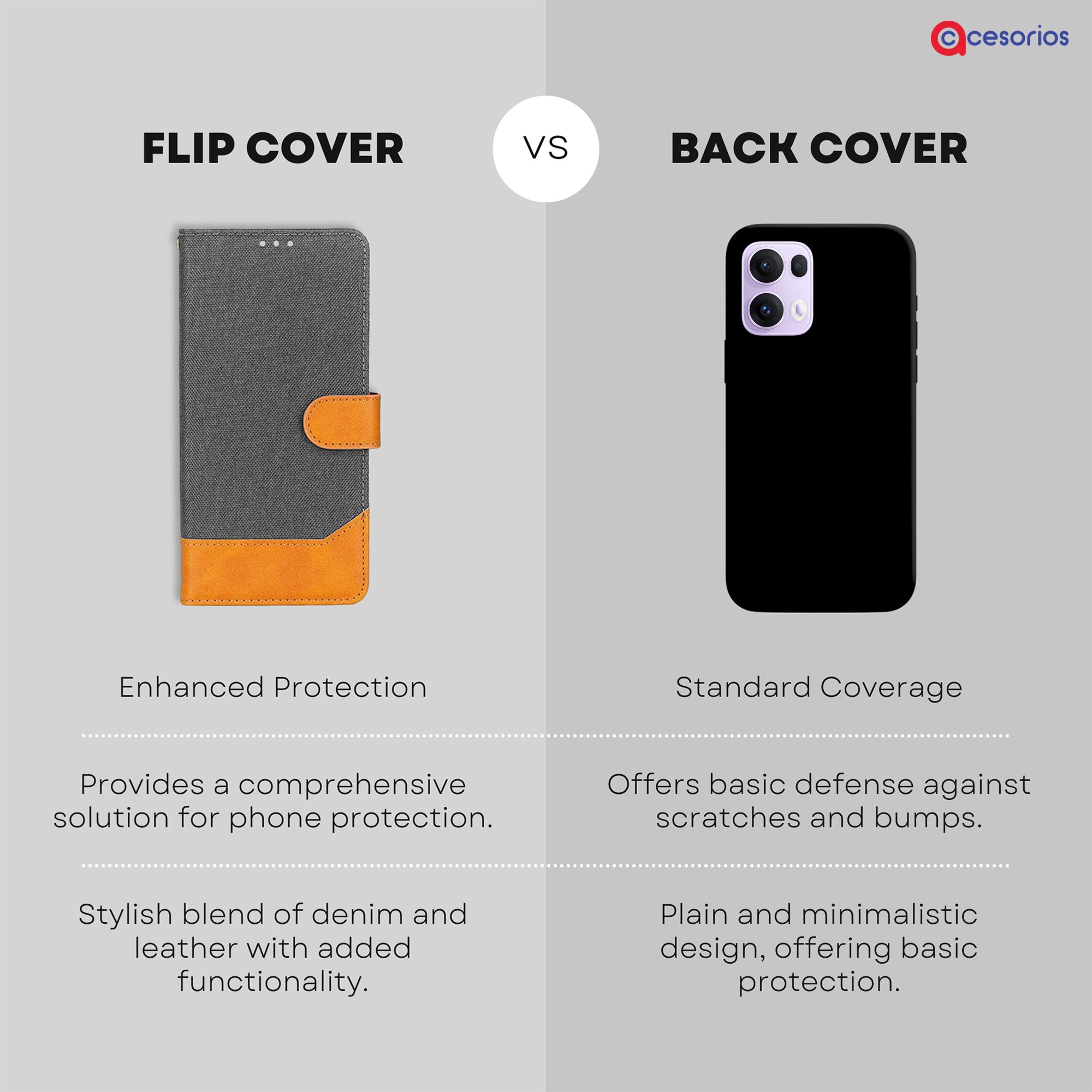 Accesorios Reno 13 Pro 5G denim flip cover – Grey – Image 8 #color_grey