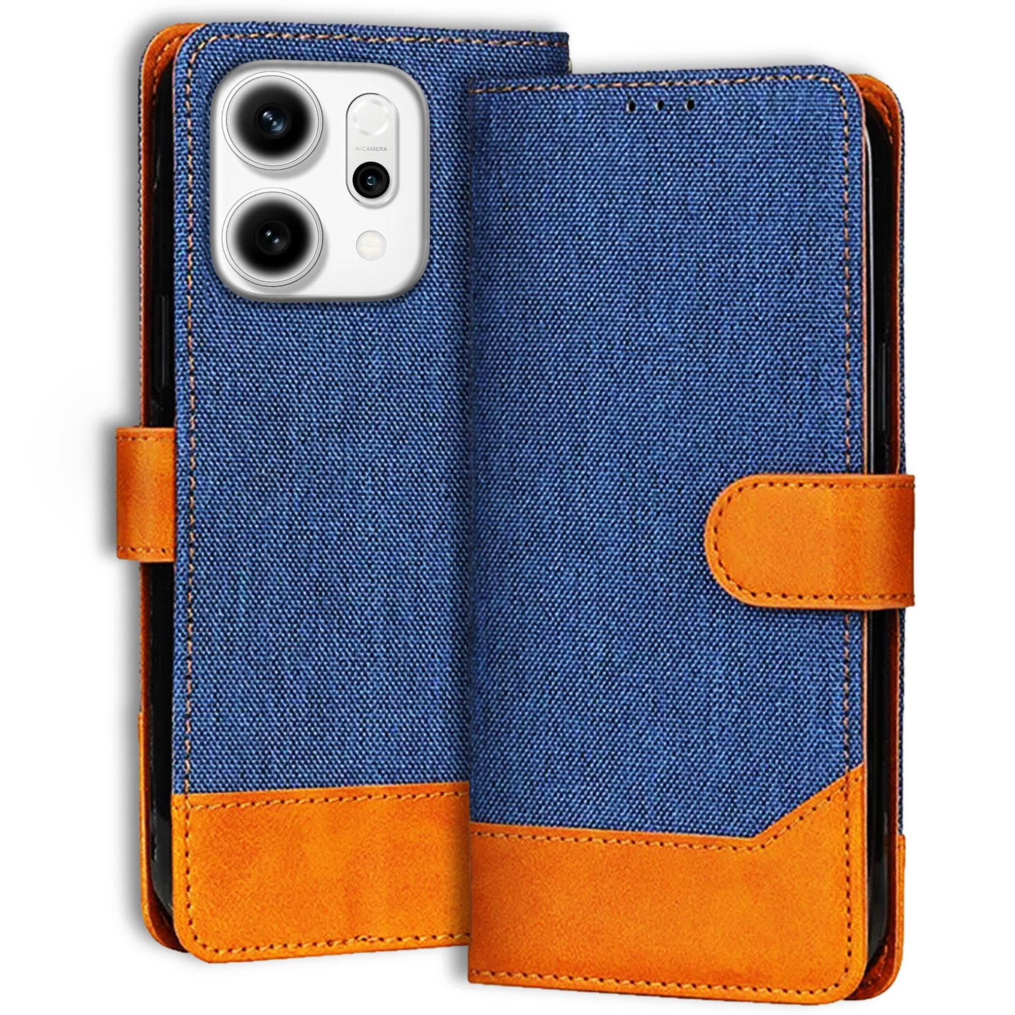 Accesorios Reno 14 5G denim flip cover – Blue – Image 1 #color_blue