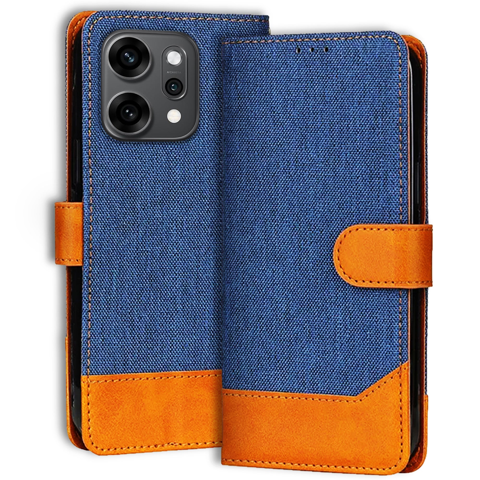 Accesorios Reno 14 Pro denim flip cover – Blue – Image 1 #color_blue