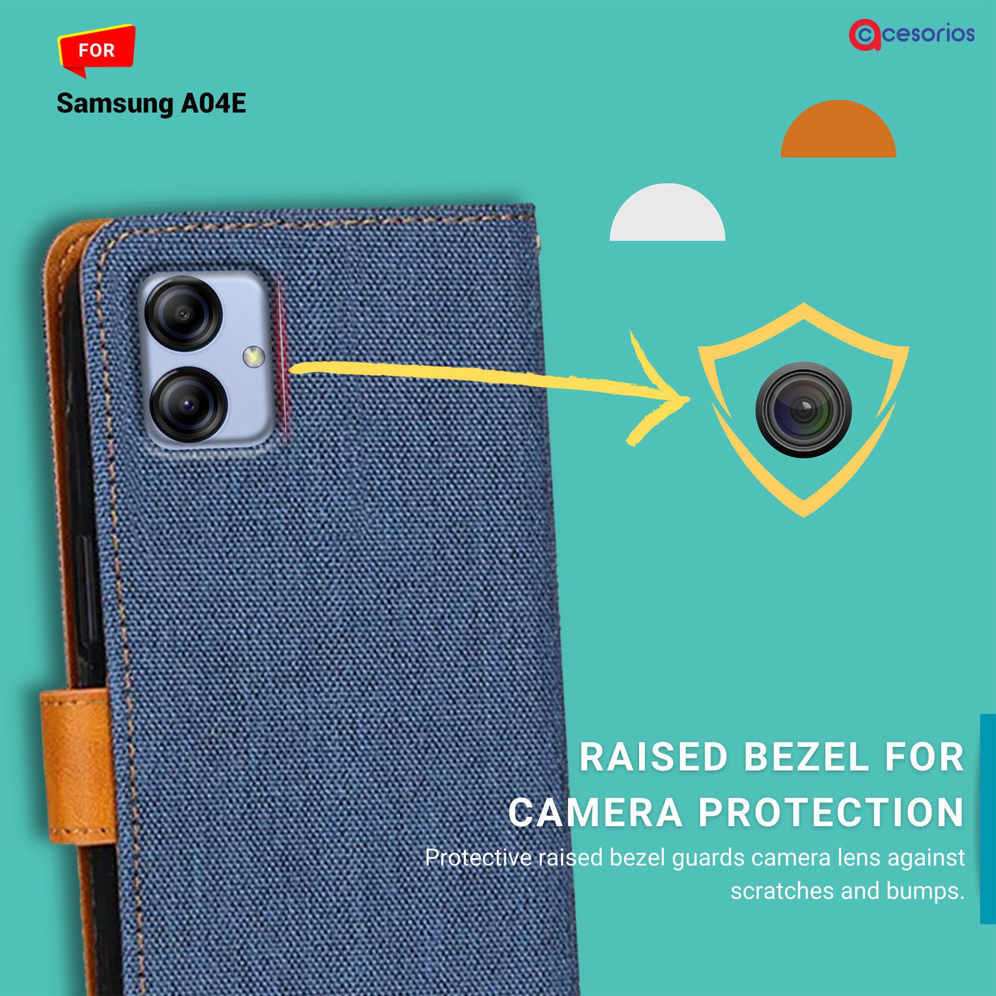 Accesorios Samsung A04E denim flip cover – Blue – Image 2 #color_blue