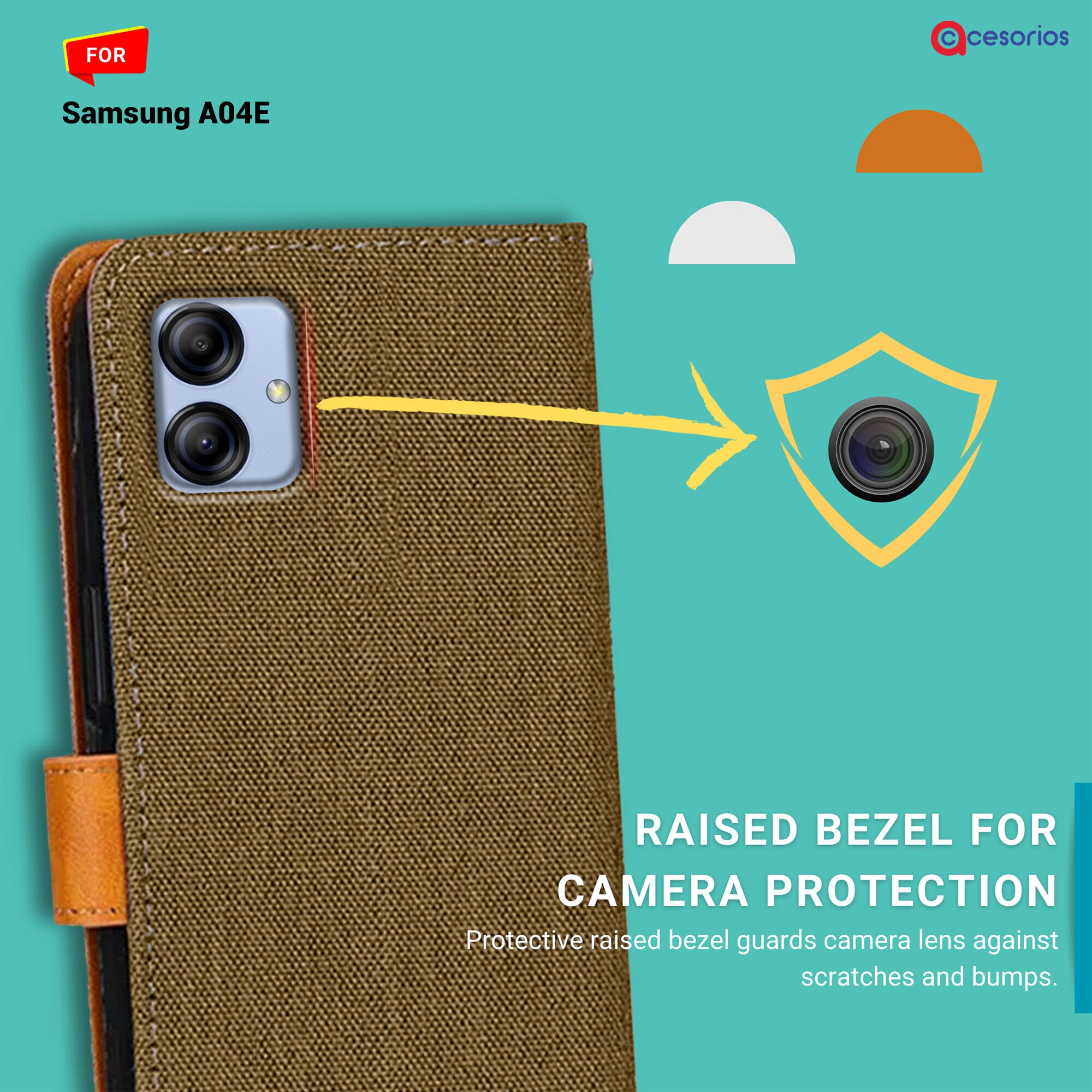 Accesorios Samsung A04E denim flip cover – Dark Brown – Image 2 #color_dark brown