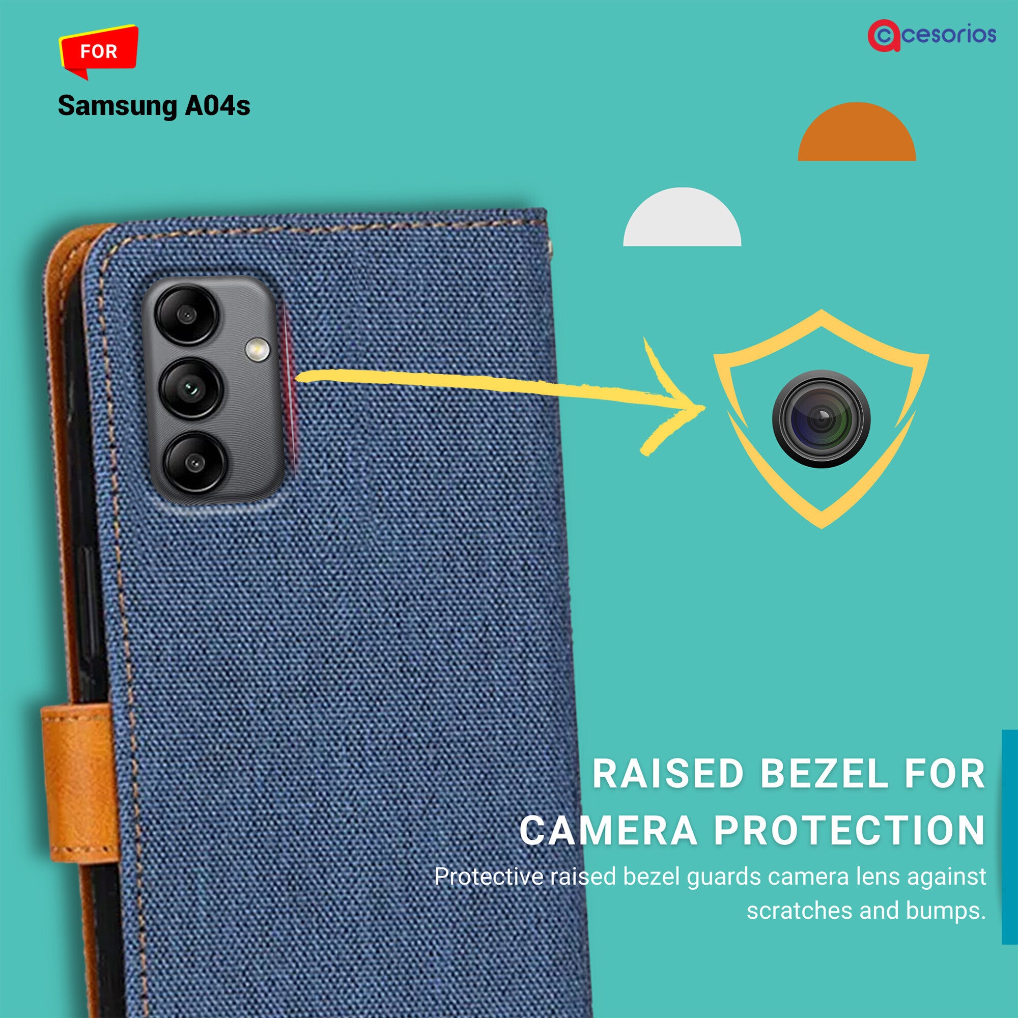 Accesorios Samsung A04S denim flip cover – Blue – Image 2 #color_blue