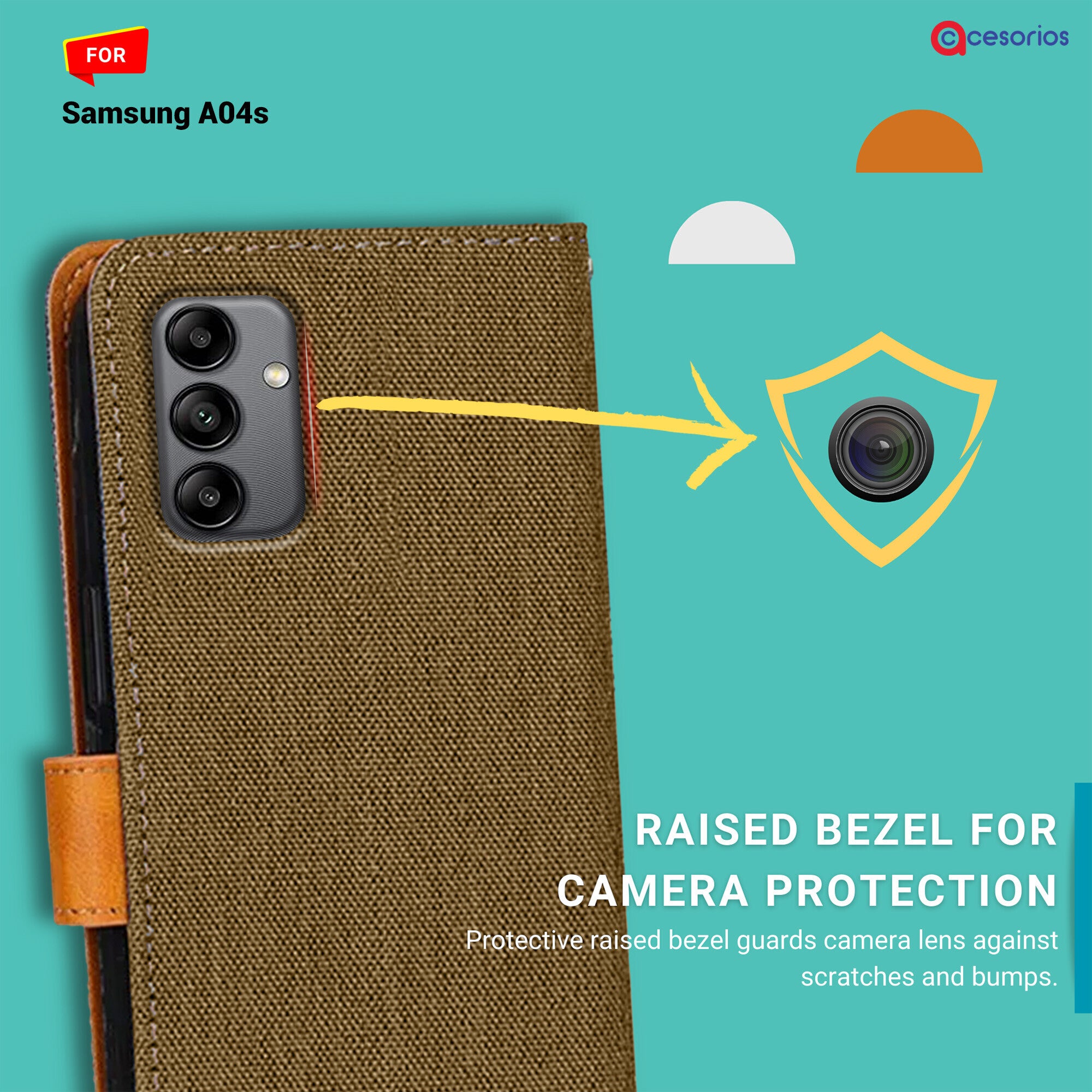 Accesorios Samsung A04S denim flip cover – Dark Brown – Image 2 #color_dark brown