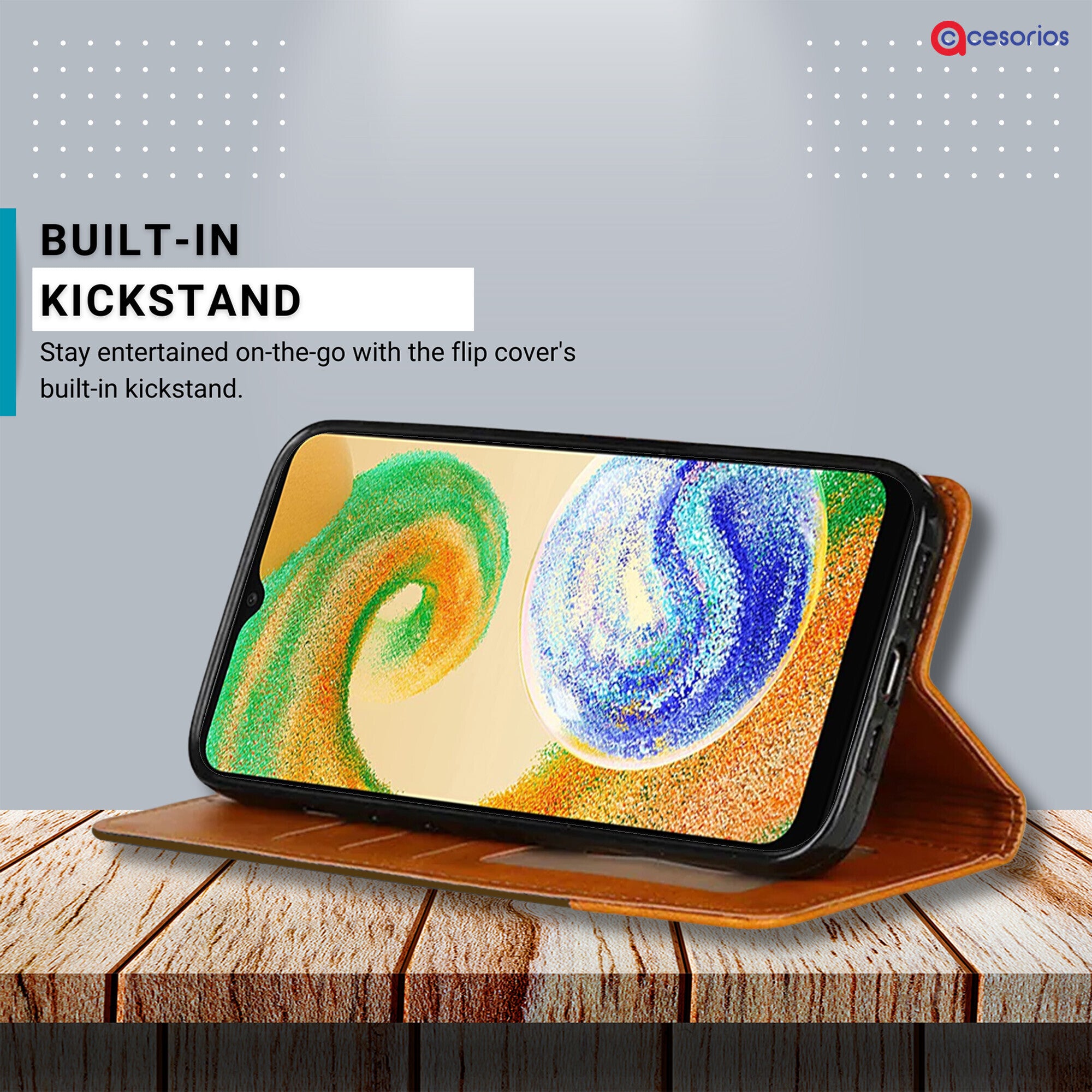 Accesorios Samsung A04S denim flip cover – Dark Brown – Image 4 #color_dark brown