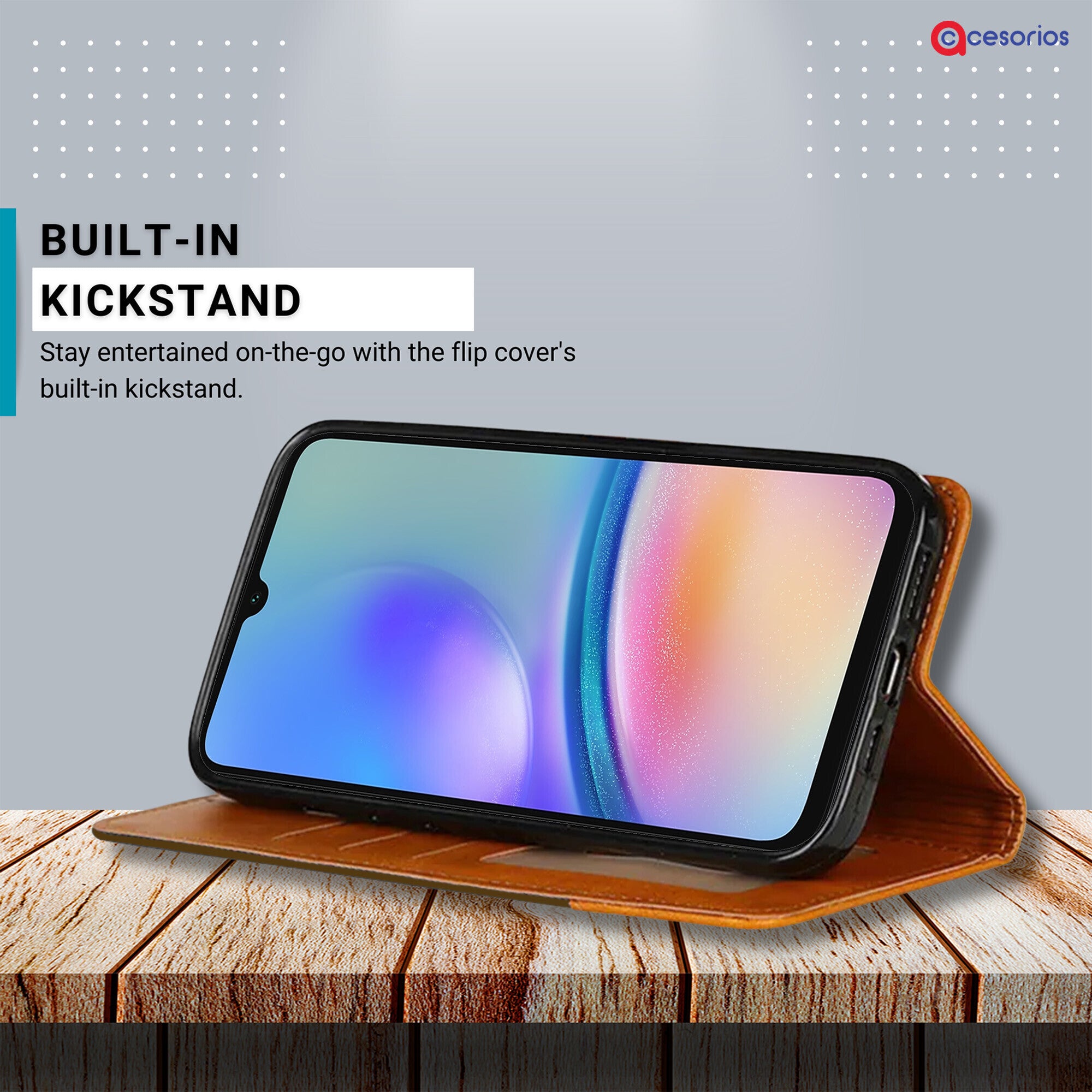 Accesorios Samsung A05S denim flip cover – Dark Brown – Image 4 #color_dark brown