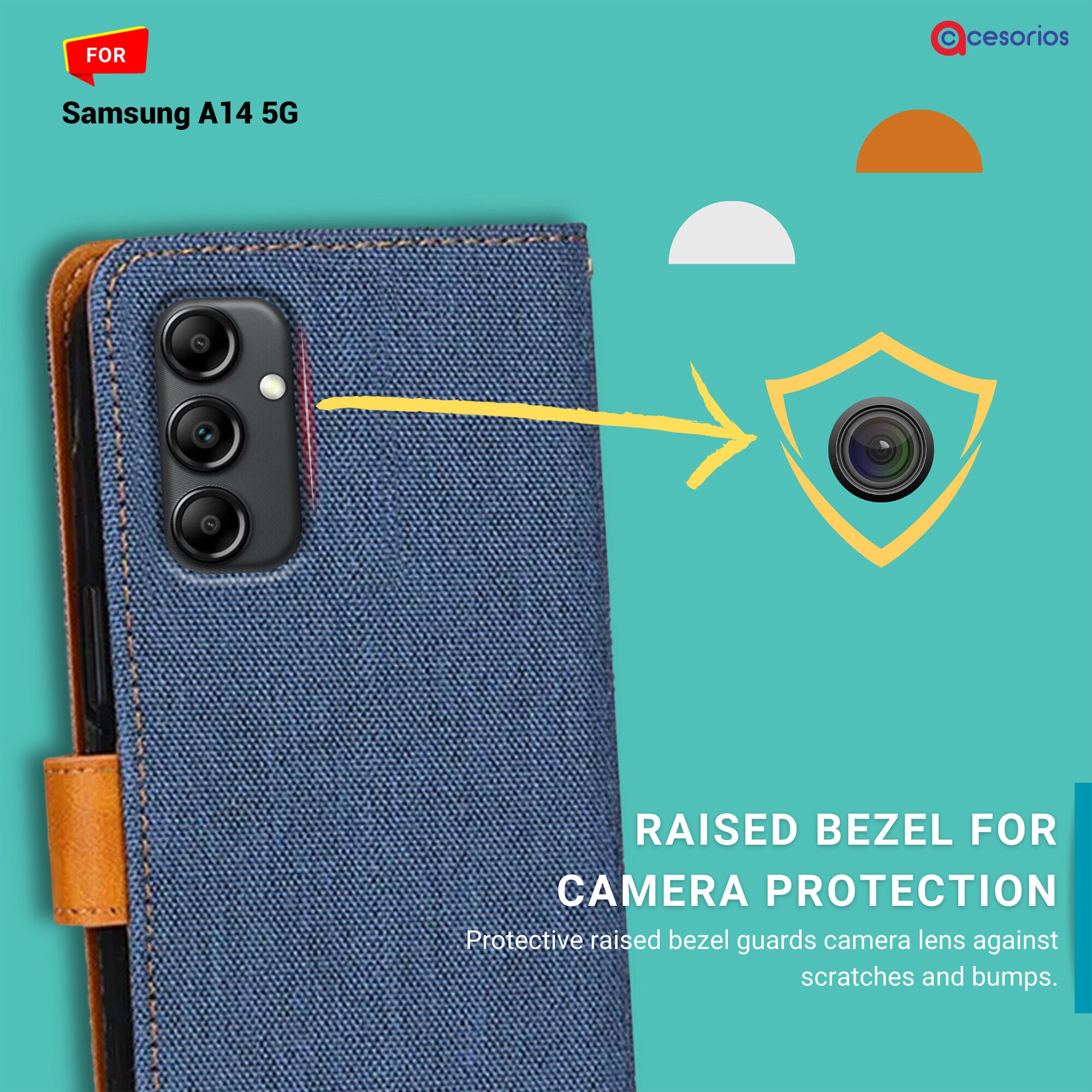 Accesorios Samsung A14 5G denim flip cover – Blue – Image 2 #color_blue
