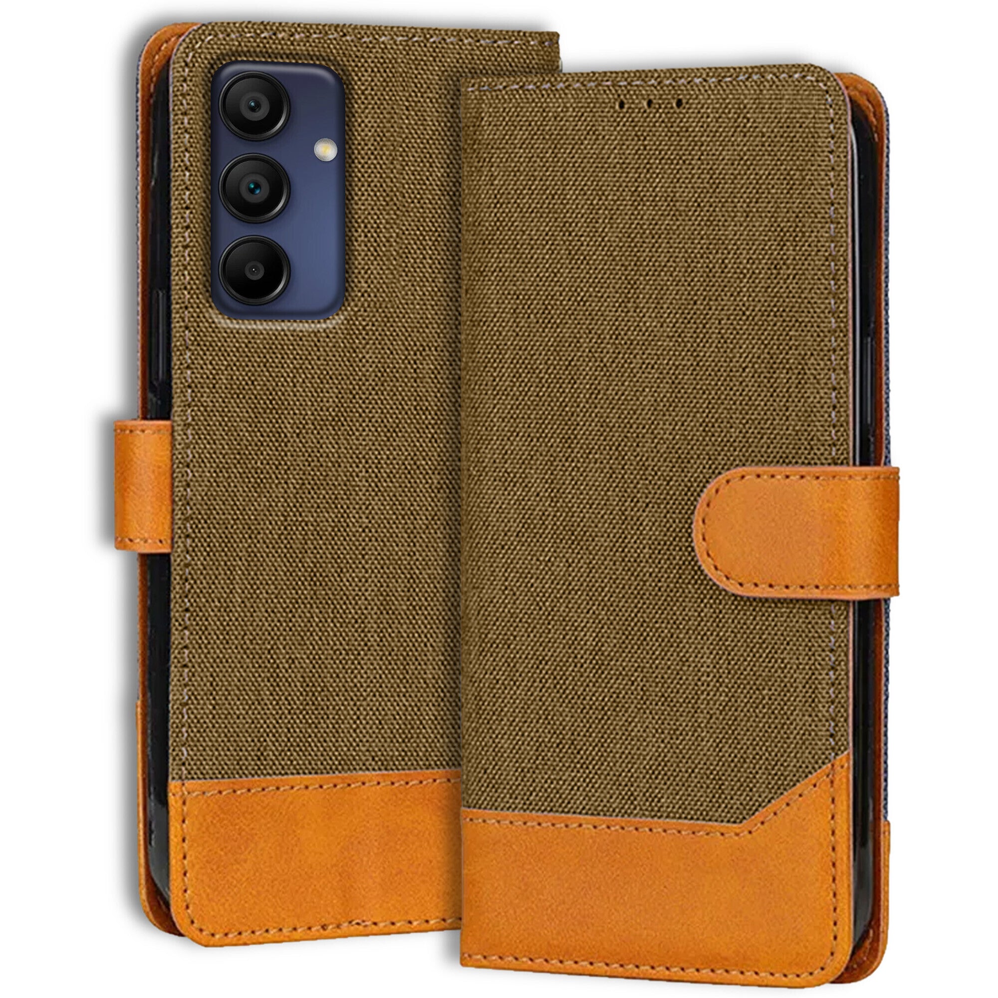 Accesorios Samsung A15 5G denim flip cover – Dark Brown – Image 1 #color_dark brown
