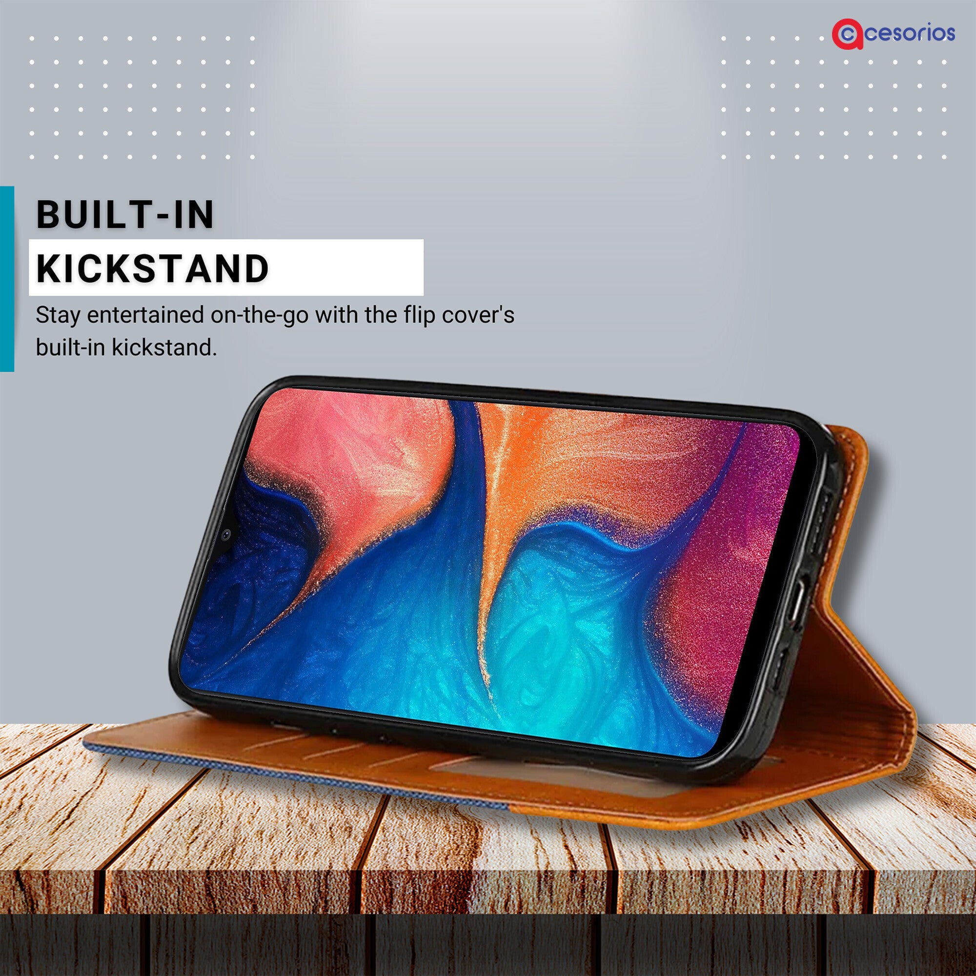 Accesorios Samsung A20 denim flip cover – Blue – Image 4 #color_blue