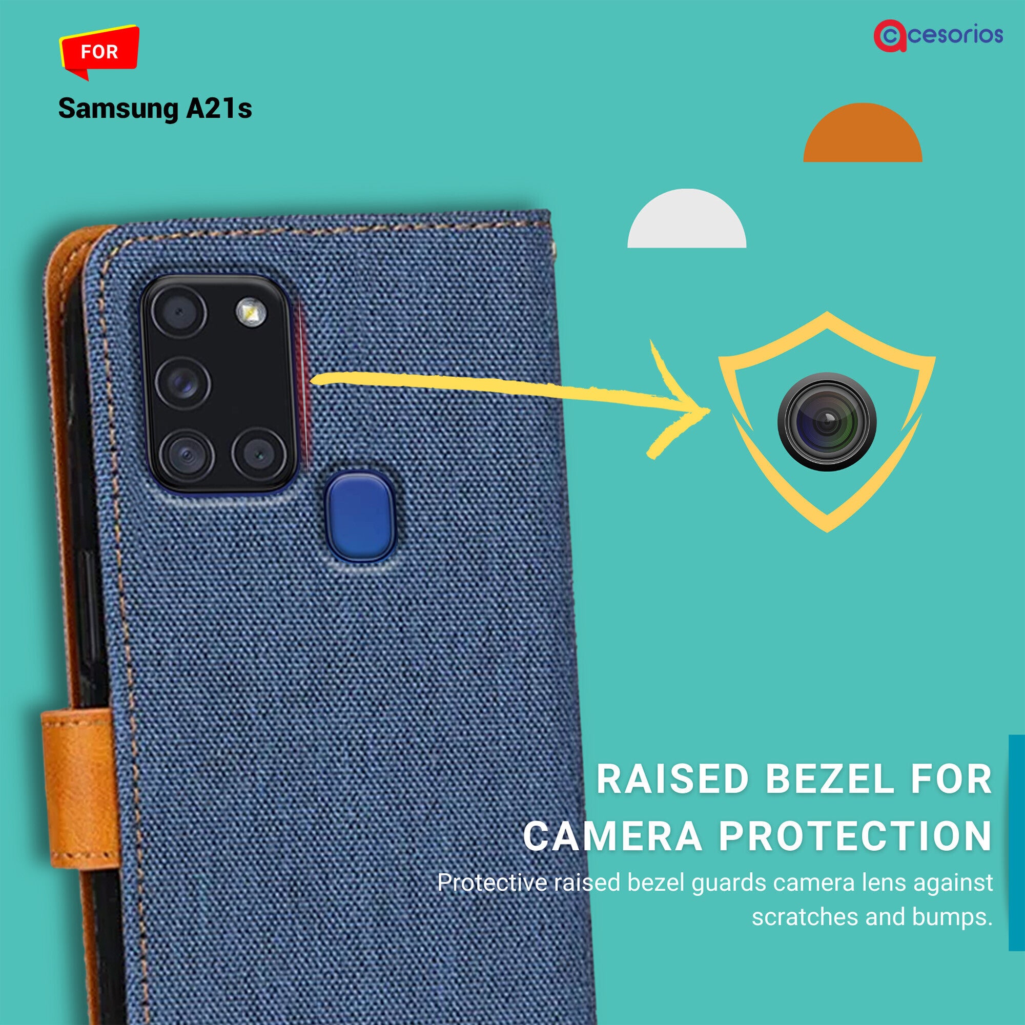 Accesorios Samsung A21S denim flip cover – Blue – Image 2 #color_blue