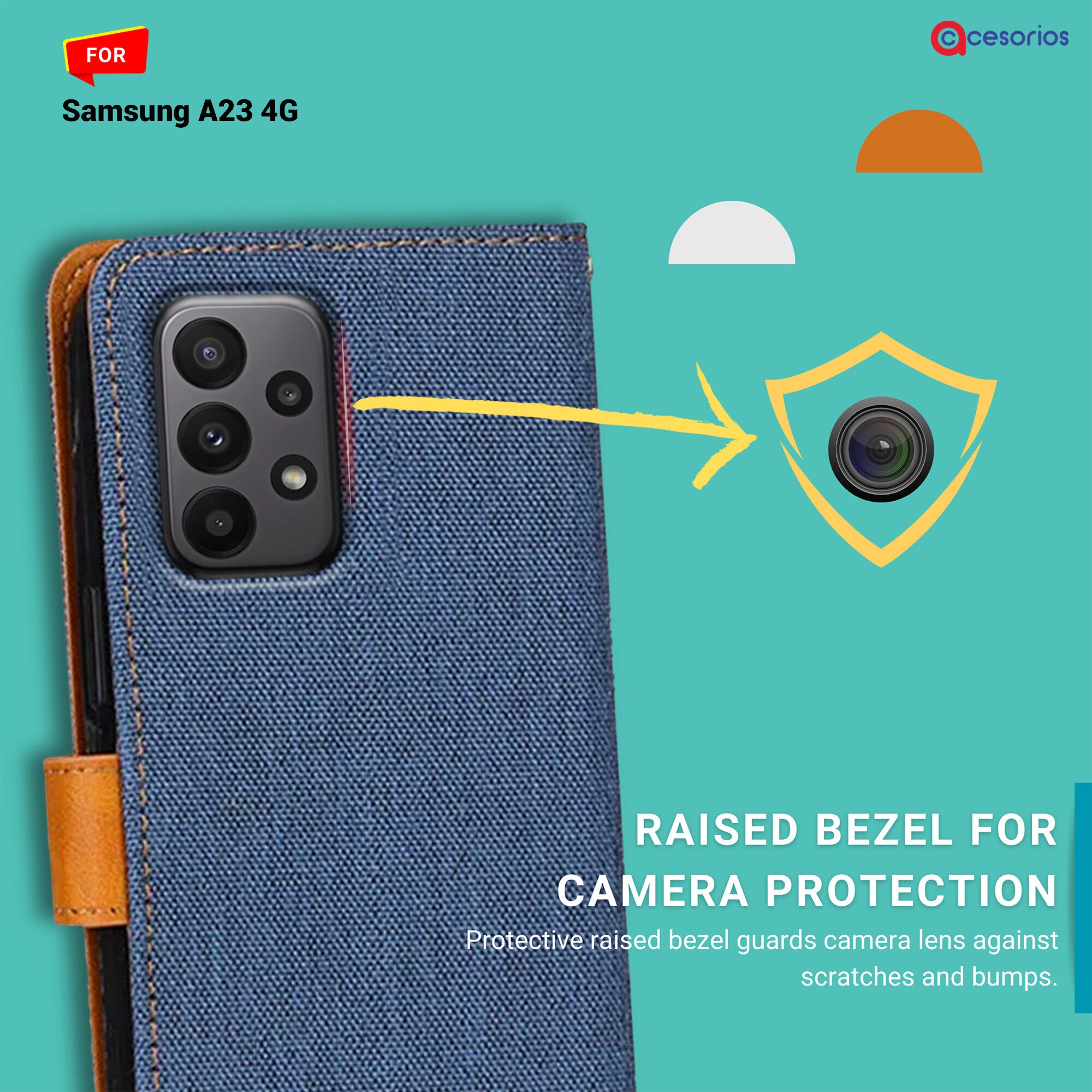 Accesorios Samsung A23 4G denim flip cover – Blue – Image 2 #color_blue