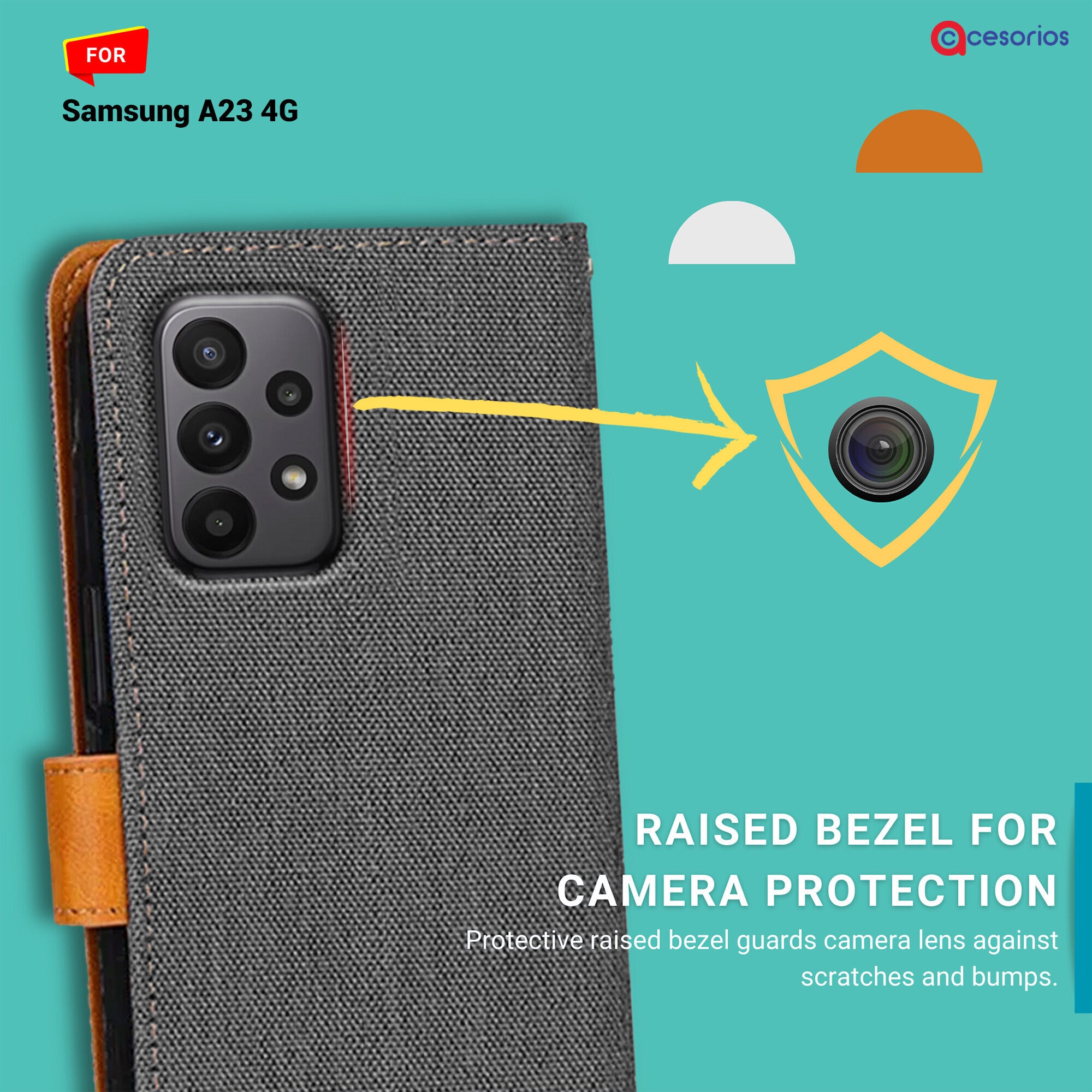 Accesorios Samsung A23 4G denim flip cover – Grey – Image 2 #color_grey