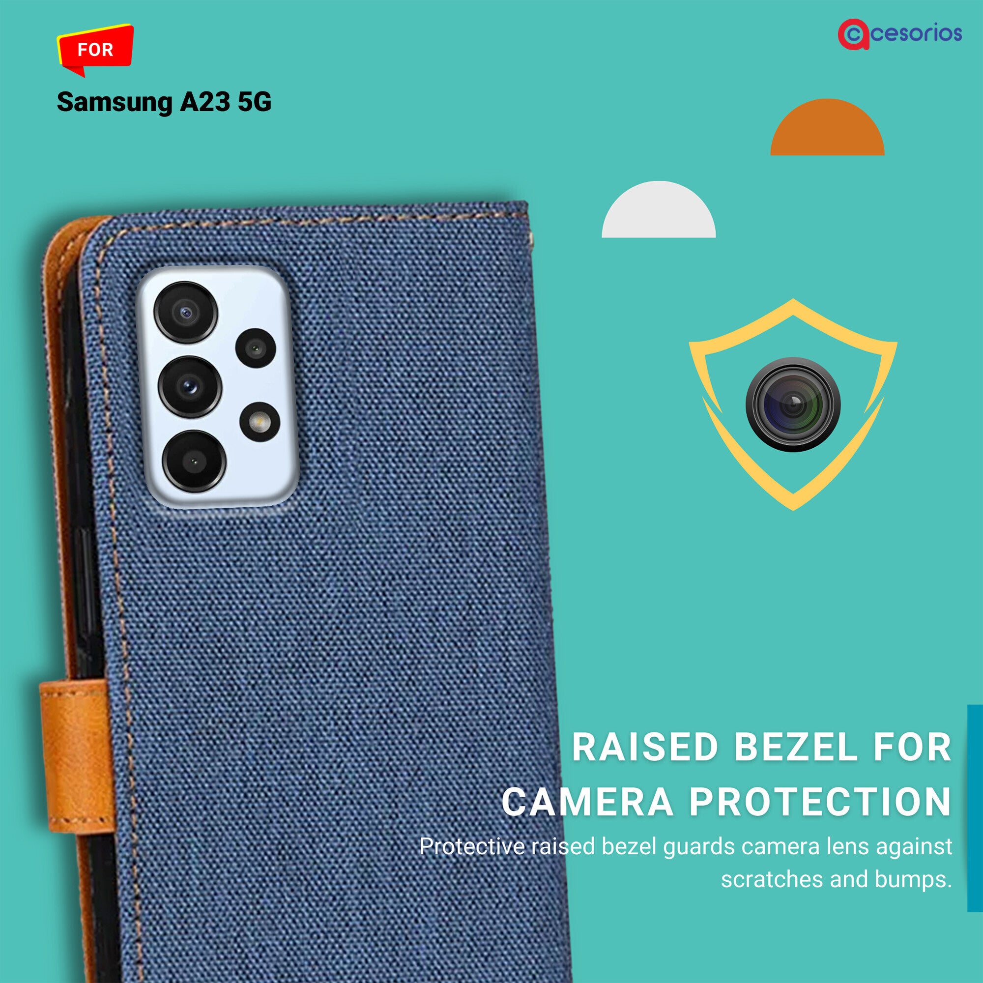 Accesorios Samsung A23 5G denim flip cover – Blue – Image 2 #color_blue