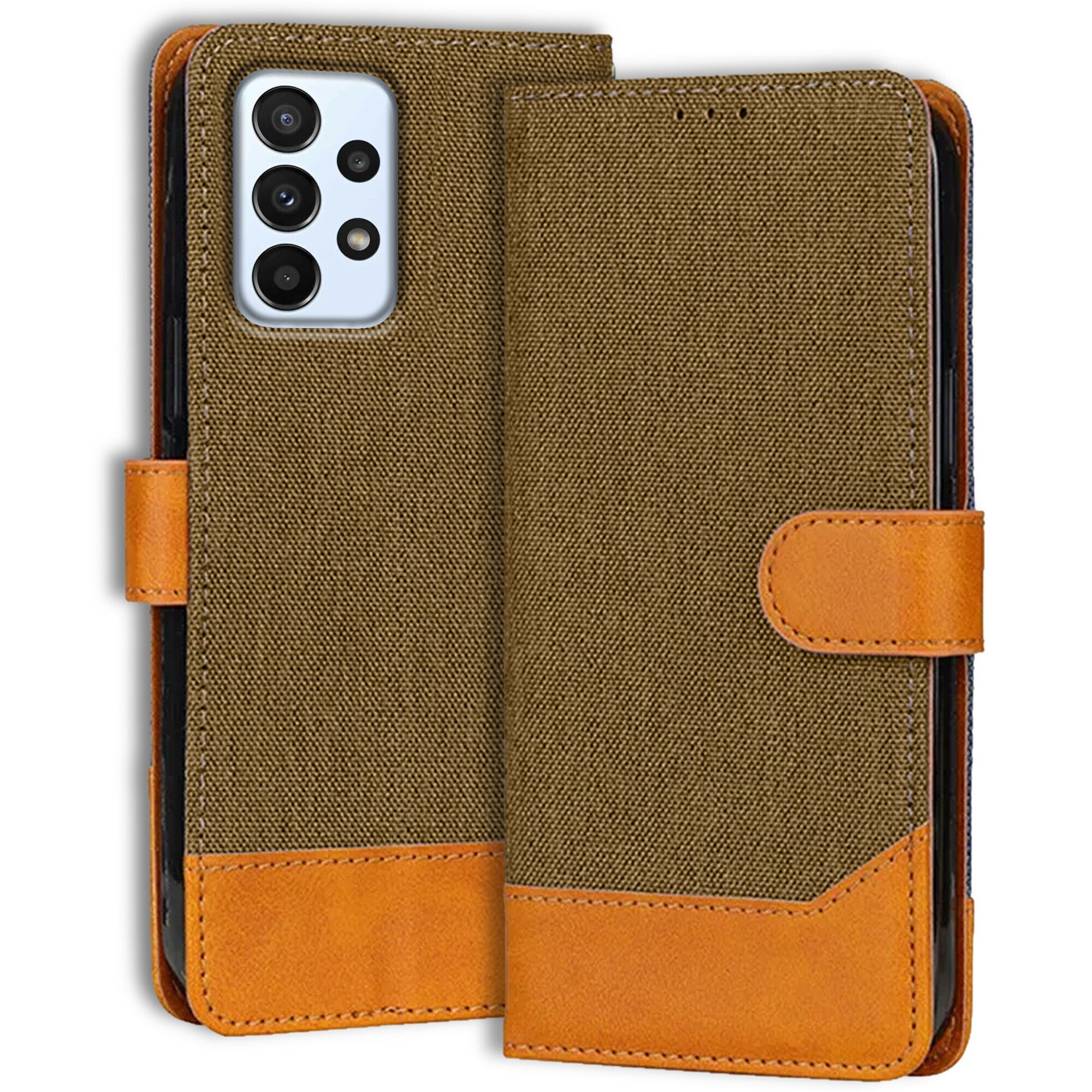 Accesorios Samsung A23 5G denim flip cover – Dark Brown – Image 1 #color_dark brown
