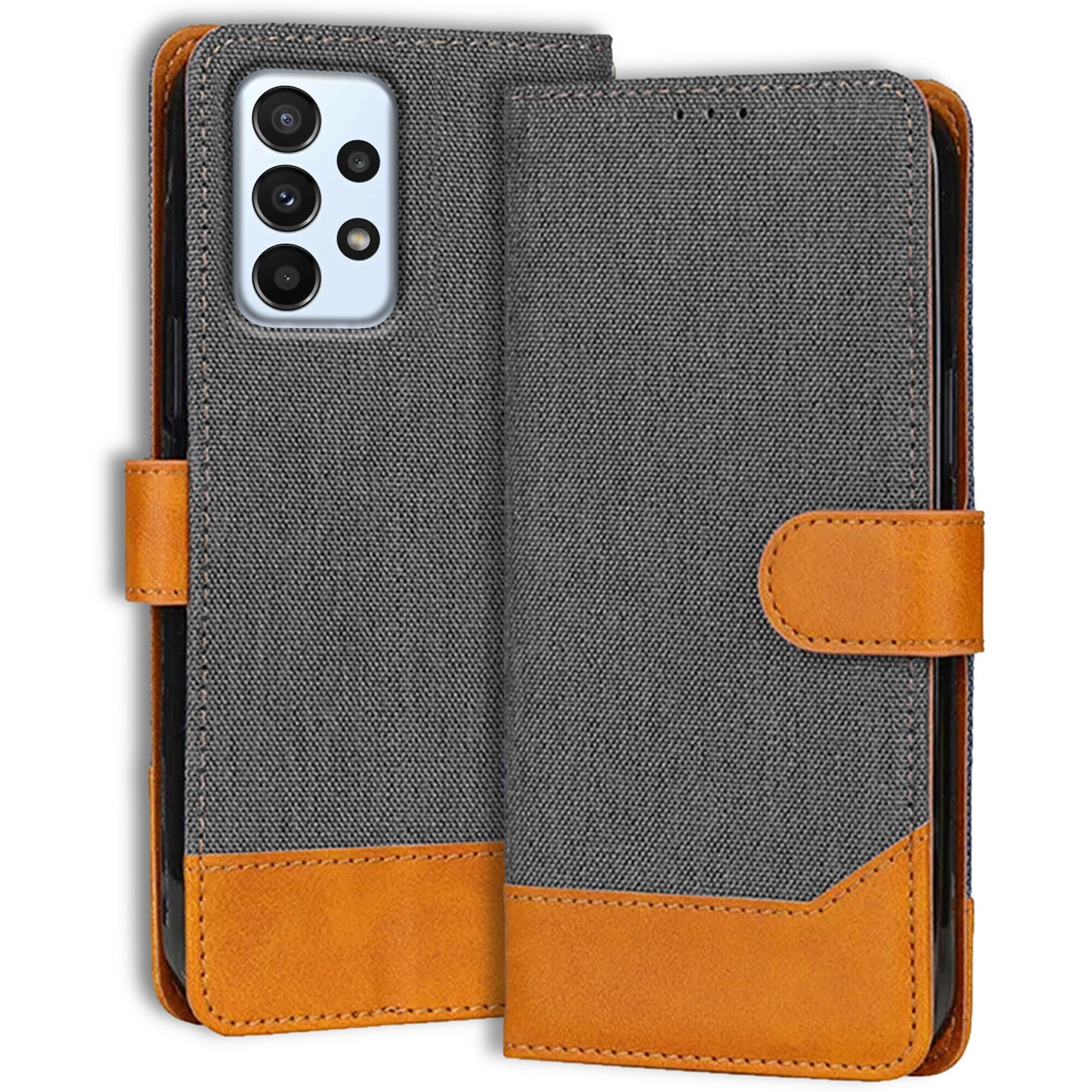 Accesorios Samsung A23 5G denim flip cover – Grey – Image 1 #color_grey