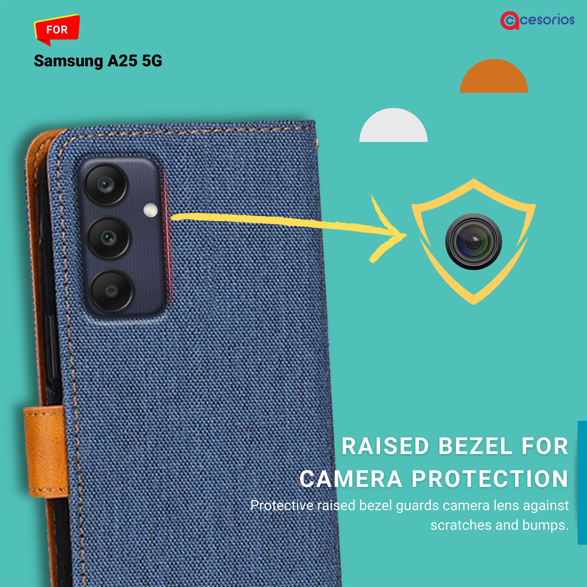 Accesorios Samsung A25 5G denim flip cover – Blue – Image 2 #color_blue