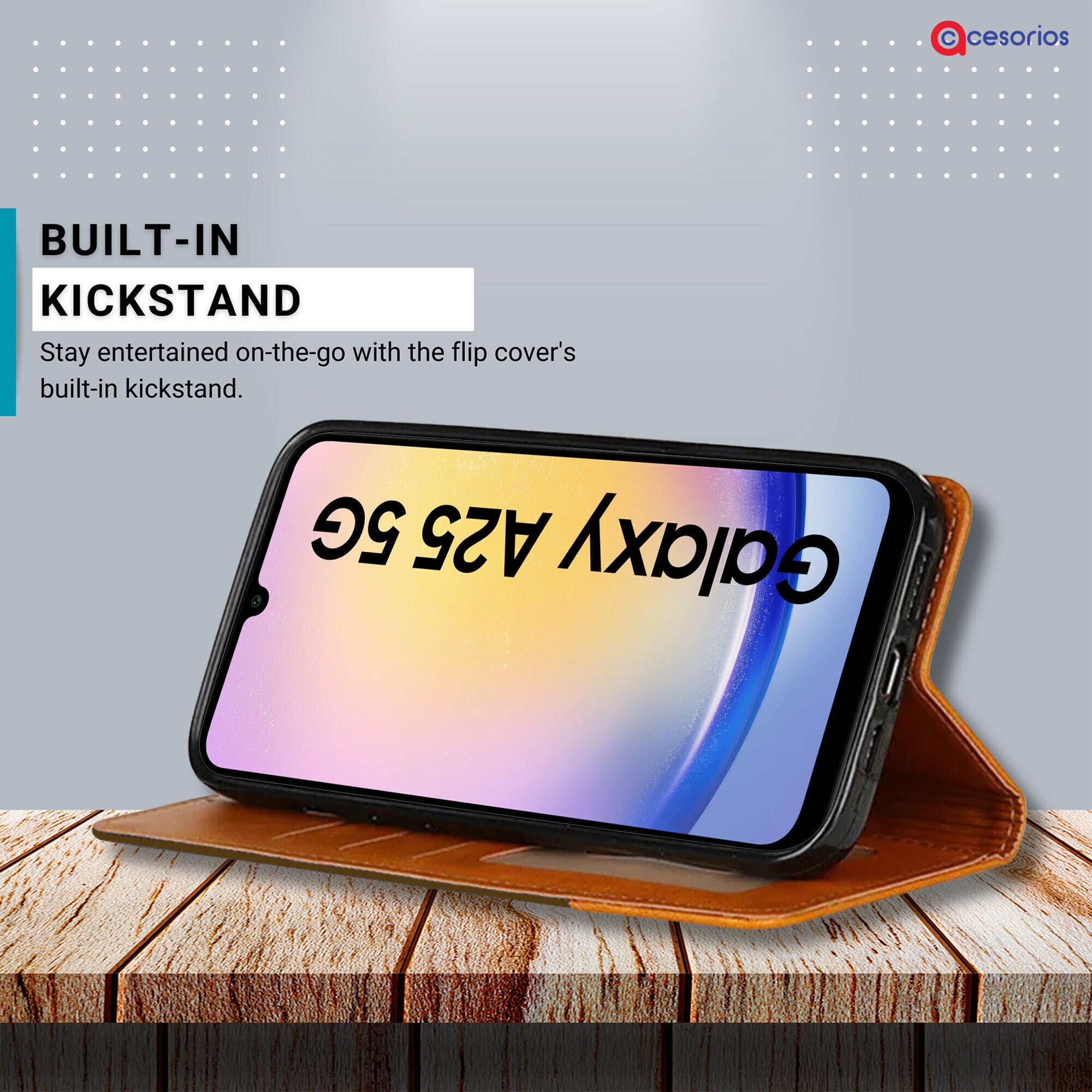 Accesorios Samsung A25 5G denim flip cover – Dark Brown – Image 4 #color_dark brown