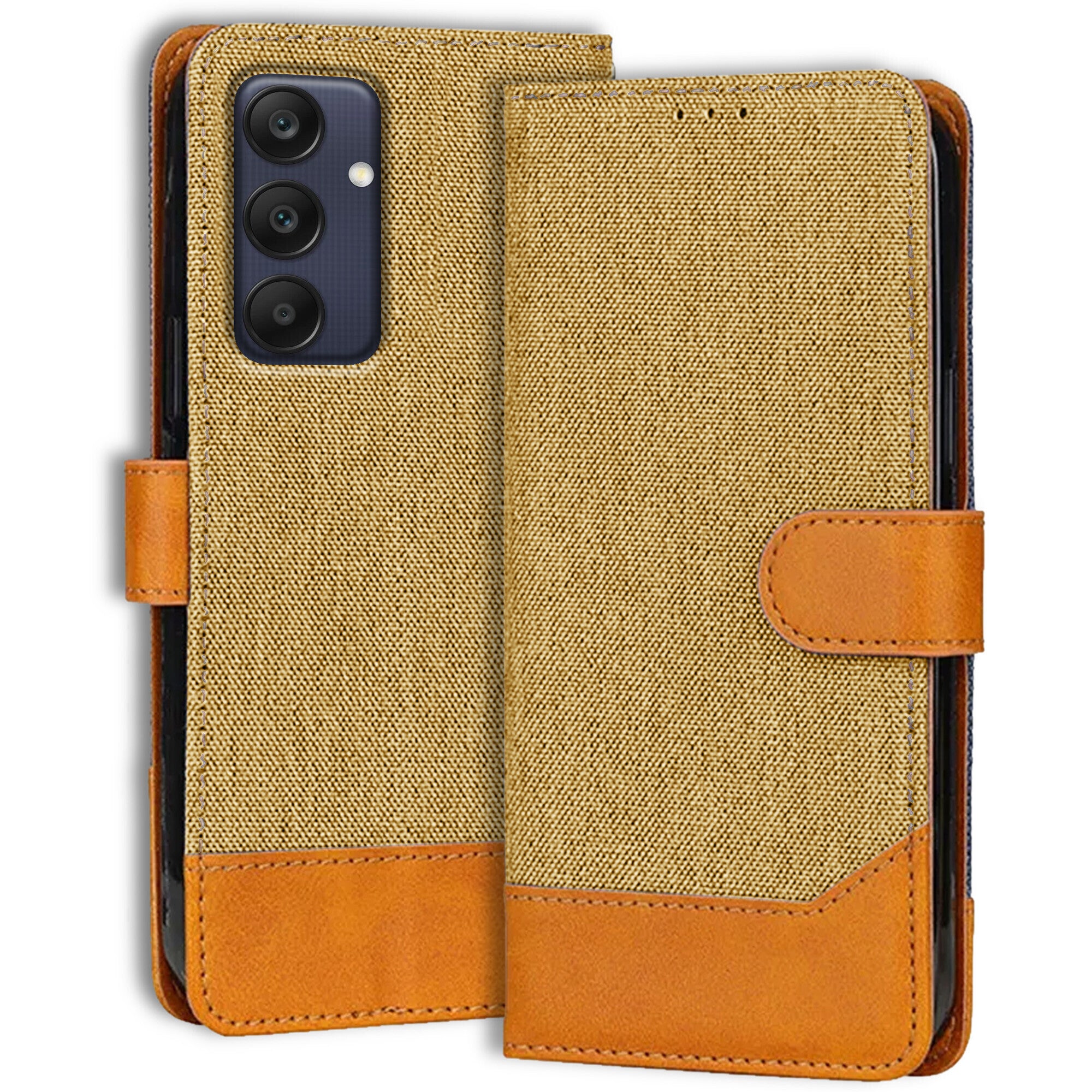 Accesorios Samsung A25 5G denim flip cover – Light Brown – Image 1 #color_light brown