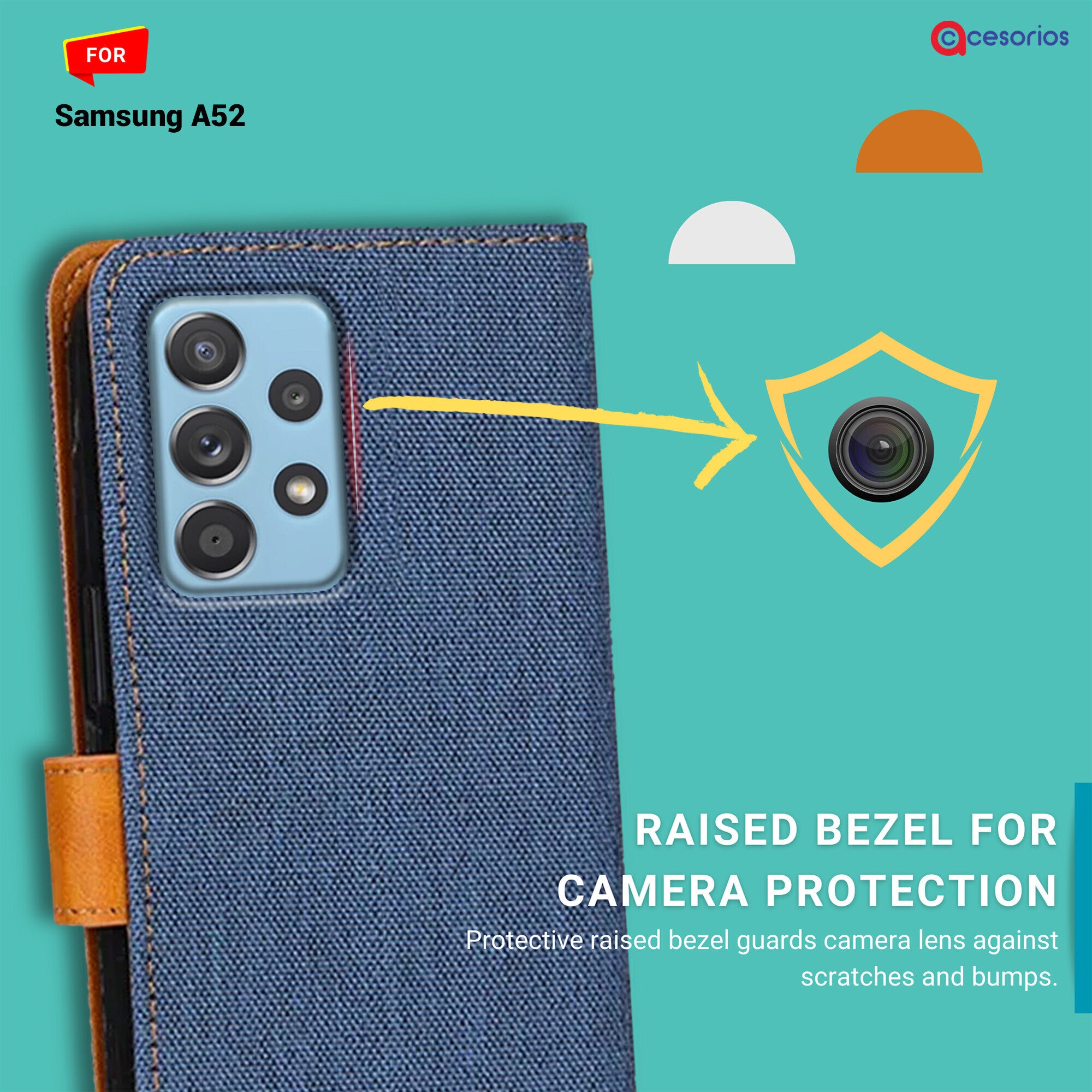 Accesorios Samsung A52 denim flip cover – Blue – Image 2 #color_blue