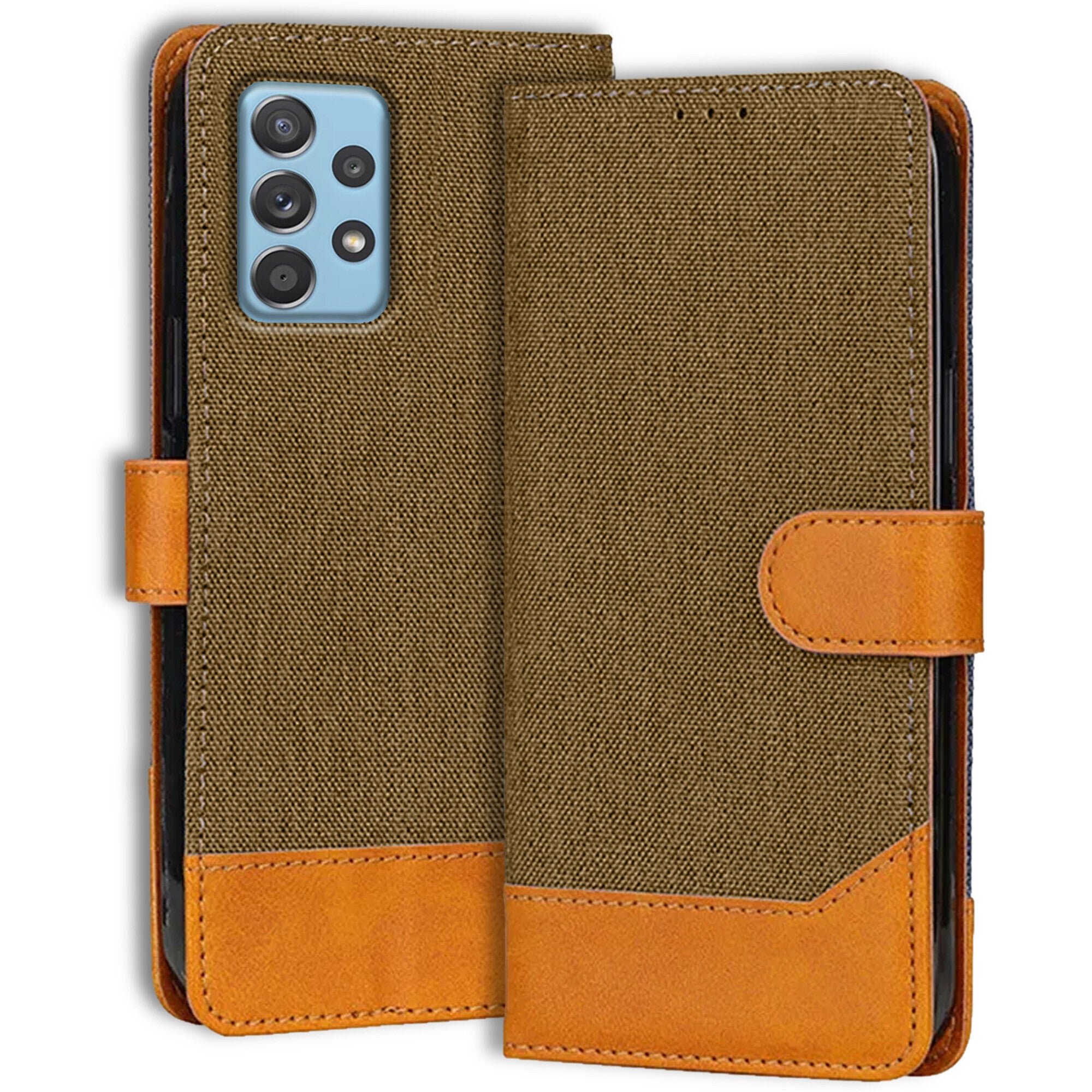 Accesorios Samsung A52 denim flip cover – Dark Brown – Image 1 #color_dark brown
