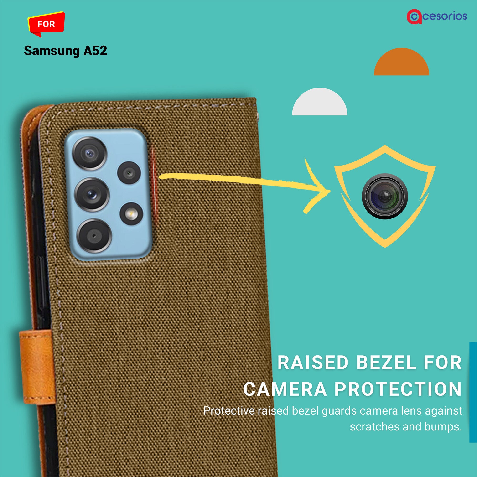 Accesorios Samsung A52 denim flip cover – Dark Brown – Image 2 #color_dark brown